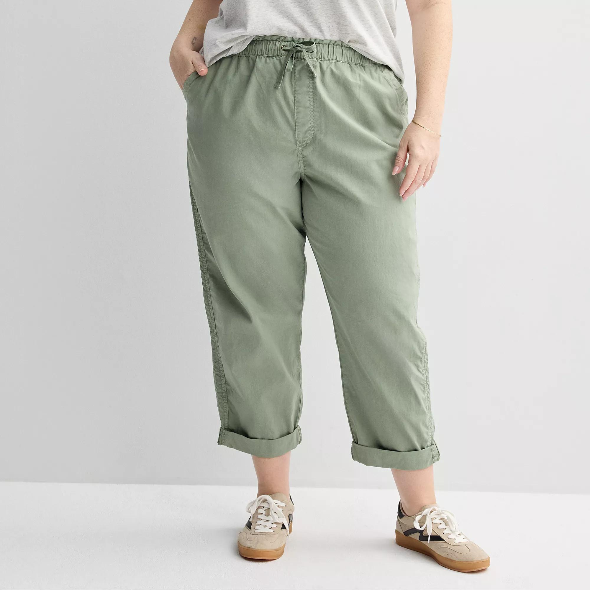Plus Size Sonoma Goods For Life® Easy Paper Bag Waist Capri, Women's, Size: 0X, Madri Green Product Image