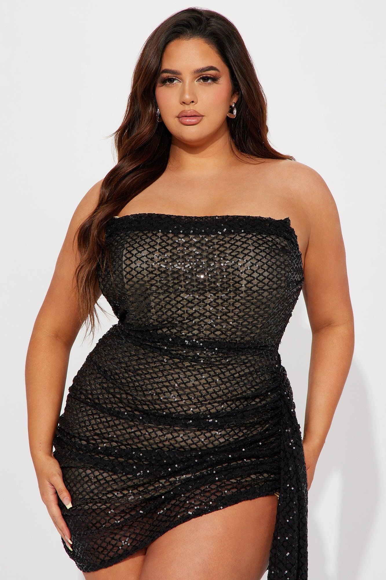 Lilian Draped Sequin Mini - Black Product Image