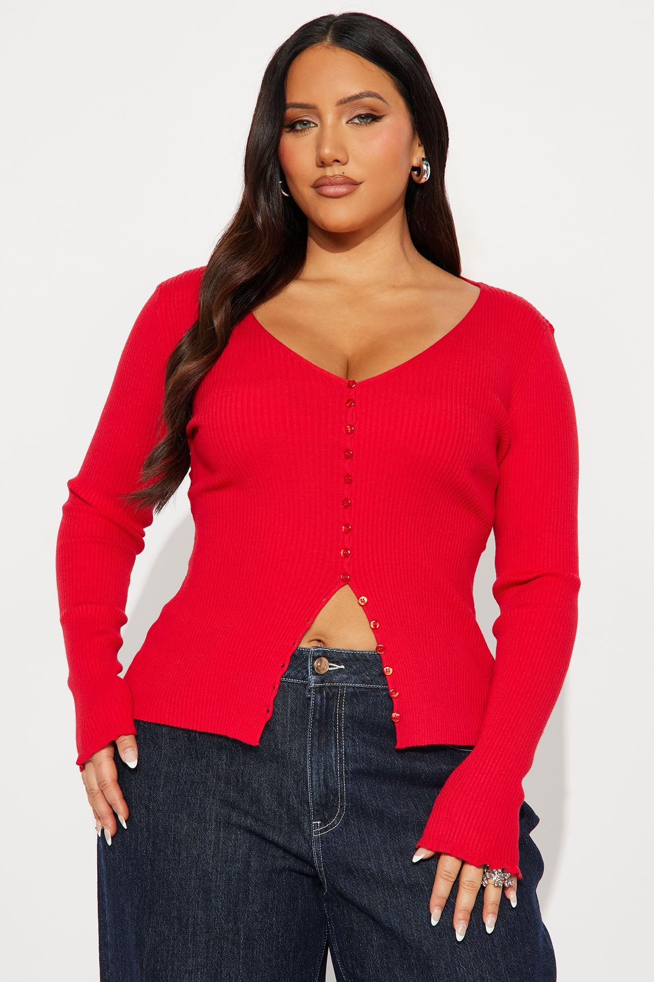 Karena Cardigan Sweater - Red Female Product Image