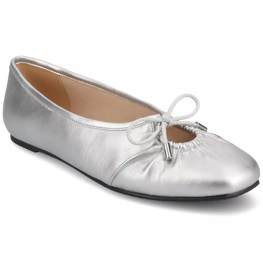 Journee Callee Medium and Wide Width Women's Ballet Bow Slip-On Dress Flats, Size: 6 Wide, Silver Product Image