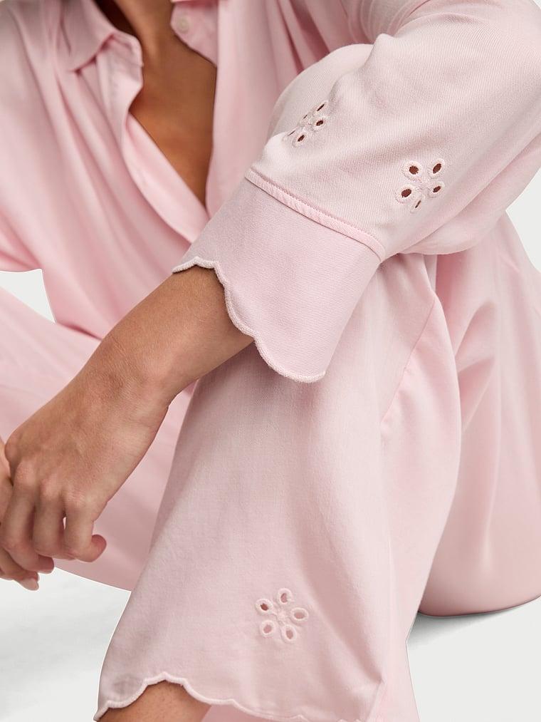 Modal-Cotton Eyelet Long Pajama Set Product Image