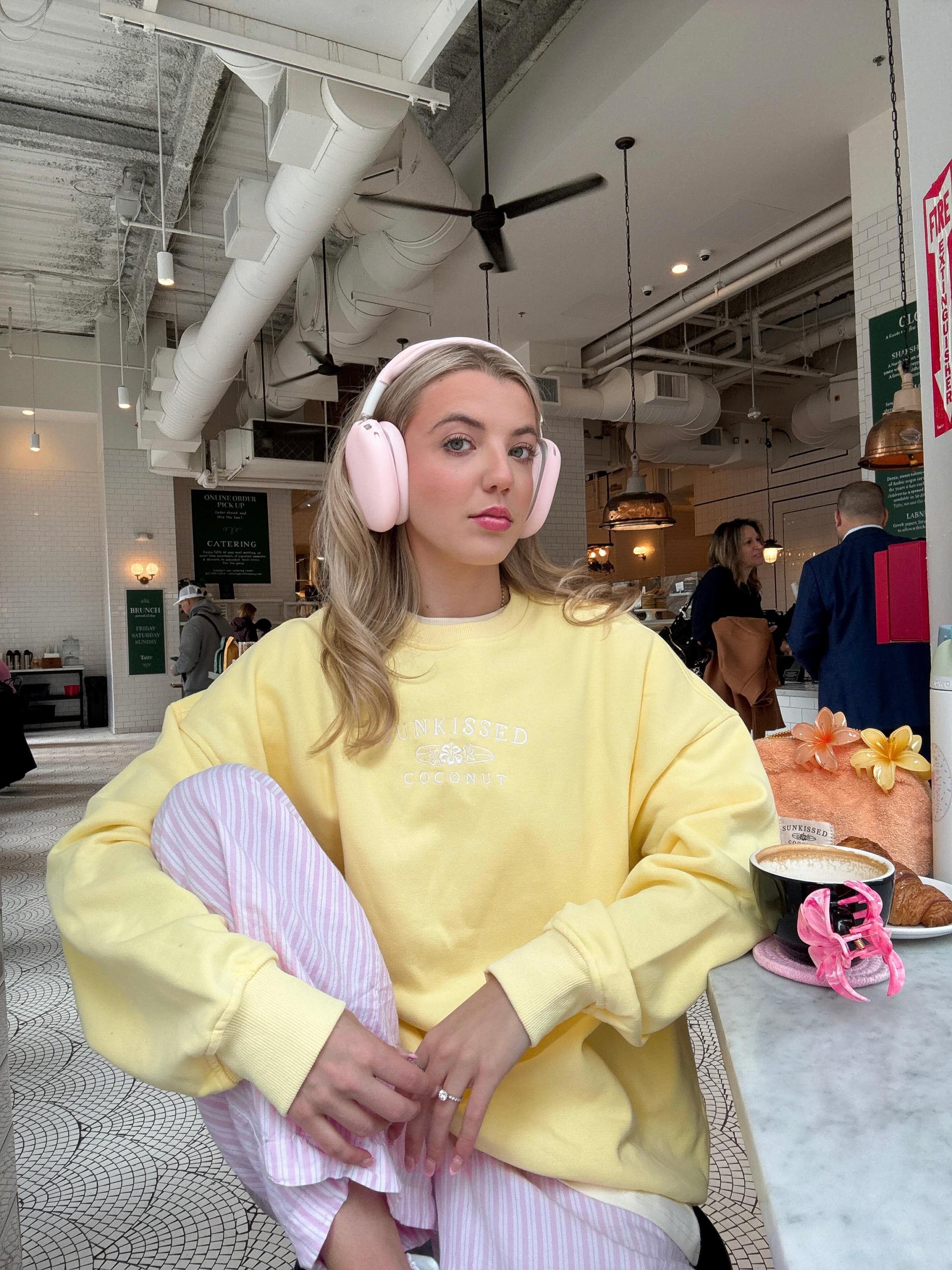 Isabella Banana Yellow Sunkissedcoconut Embroider Sweatshirt Product Image