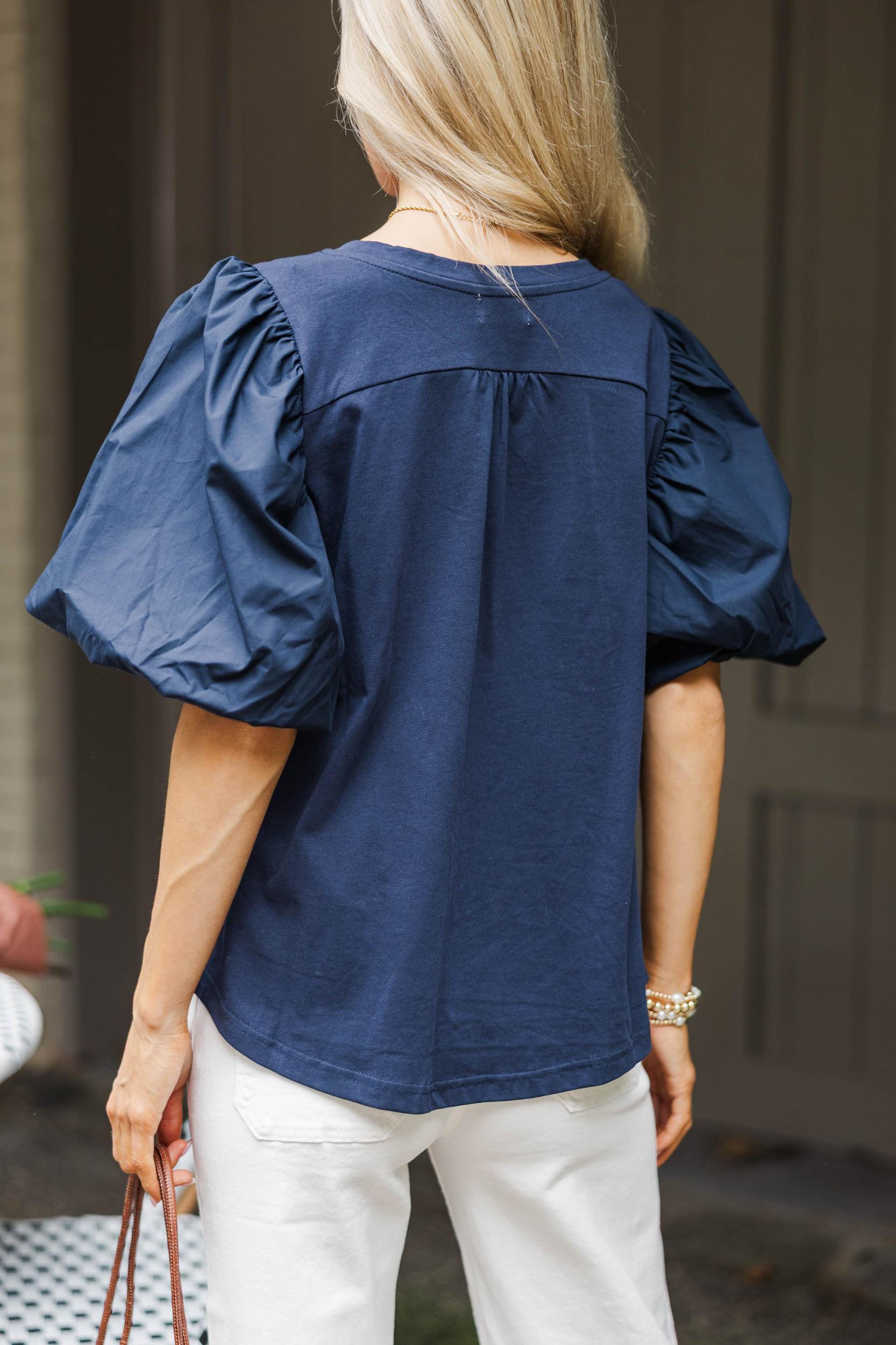 Lovely New Day Navy Blue Blouse Female Product Image