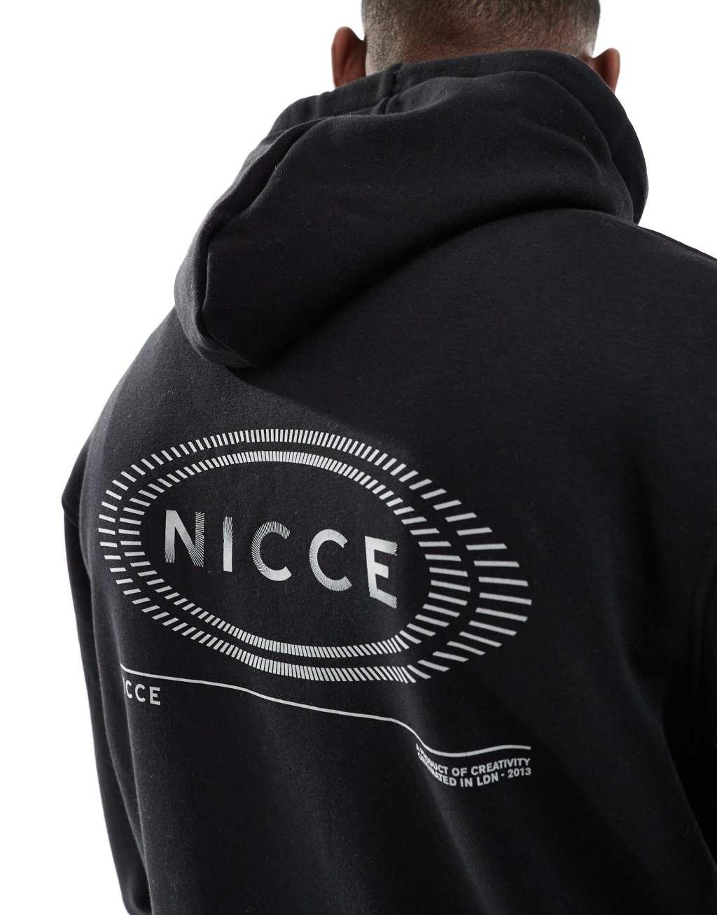 Nicce back print logo hoodie in black  Product Image