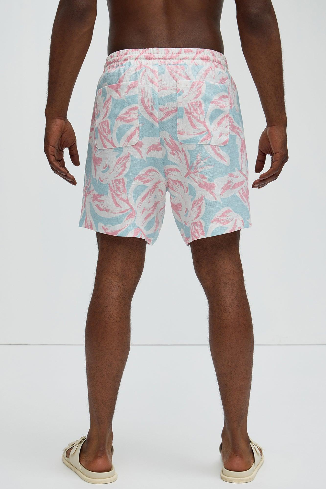 Pastel Floral Warm Up Shorts - Pink/combo Product Image