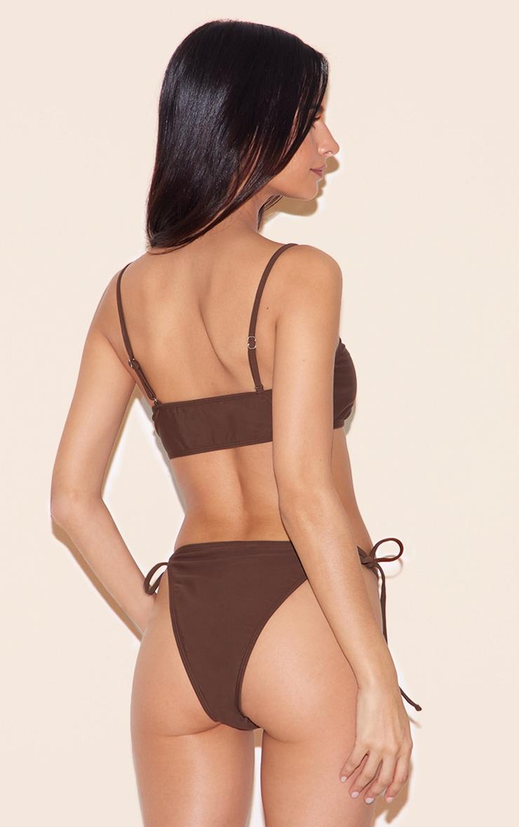 Chocolate Key Hole O Ring Detail Scoop Bikini Top Product Image