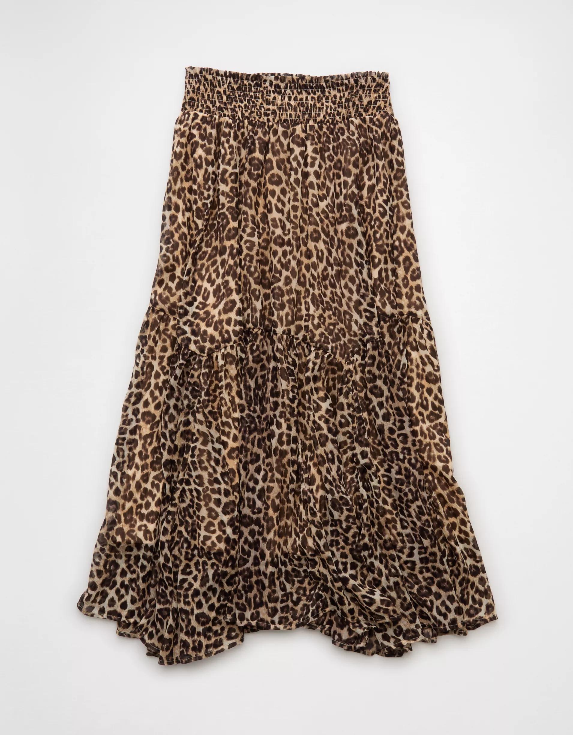 AE Smocked Handkerchief Hem Maxi Skirt Product Image