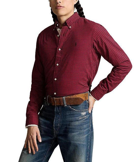 Polo Ralph Lauren Classic-Fit Plaid Twill Mini-Check Long-Sleeve Woven Shirt Product Image