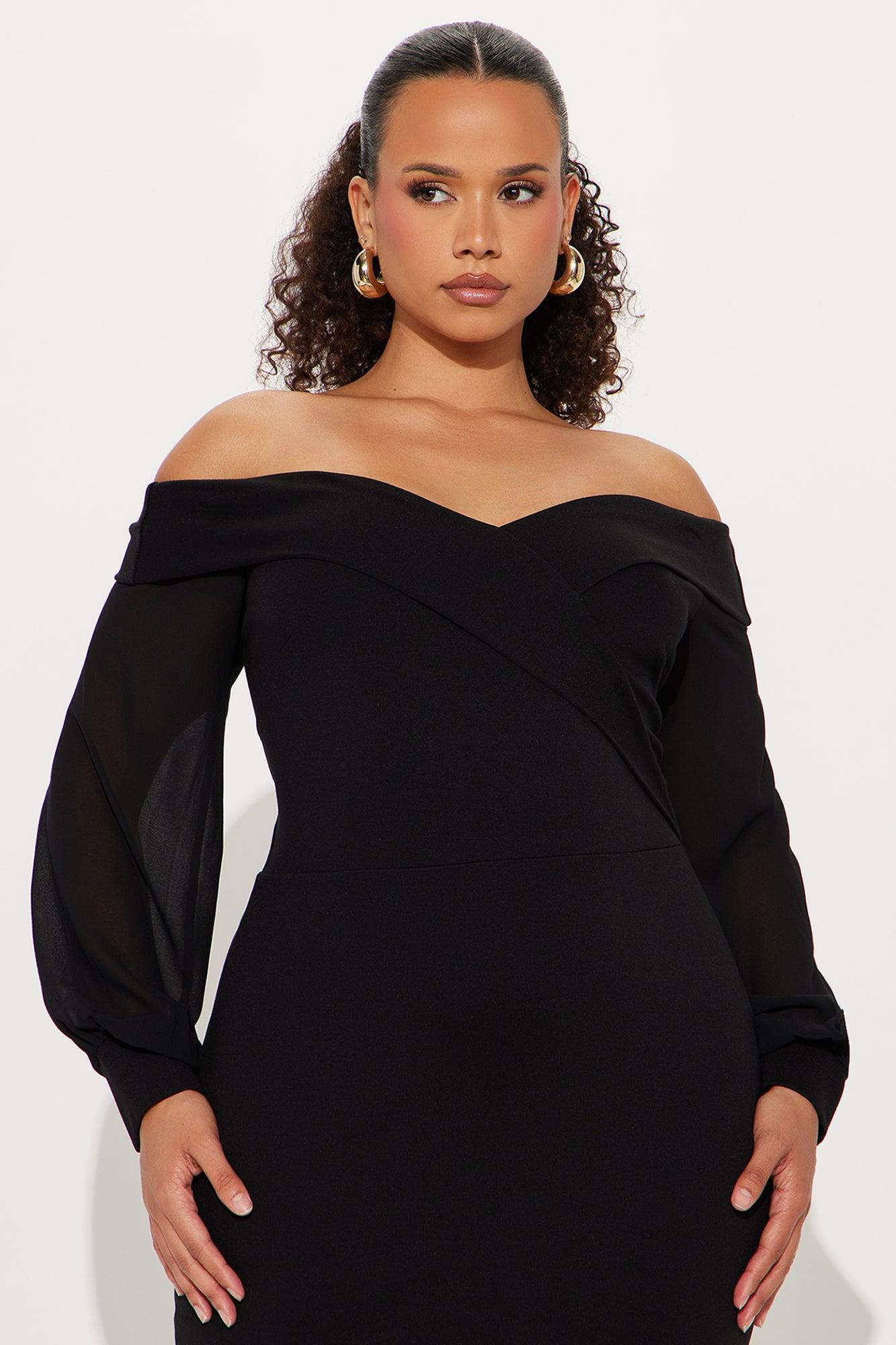 Mirabella Off Shoulder Midi Dress - Black Product Image