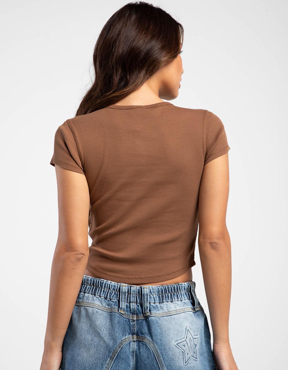 BDG Urban Outfitters Womens Baby Henley - RED Product Image