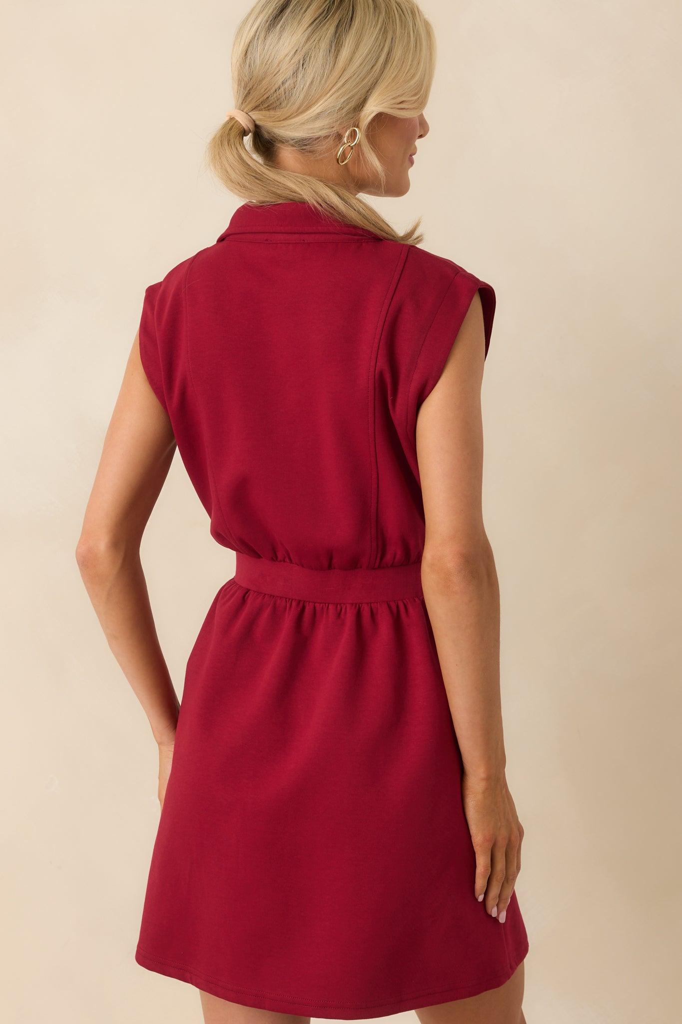What It's All About Burgundy Cotton Sleeveless Mini Dress Product Image
