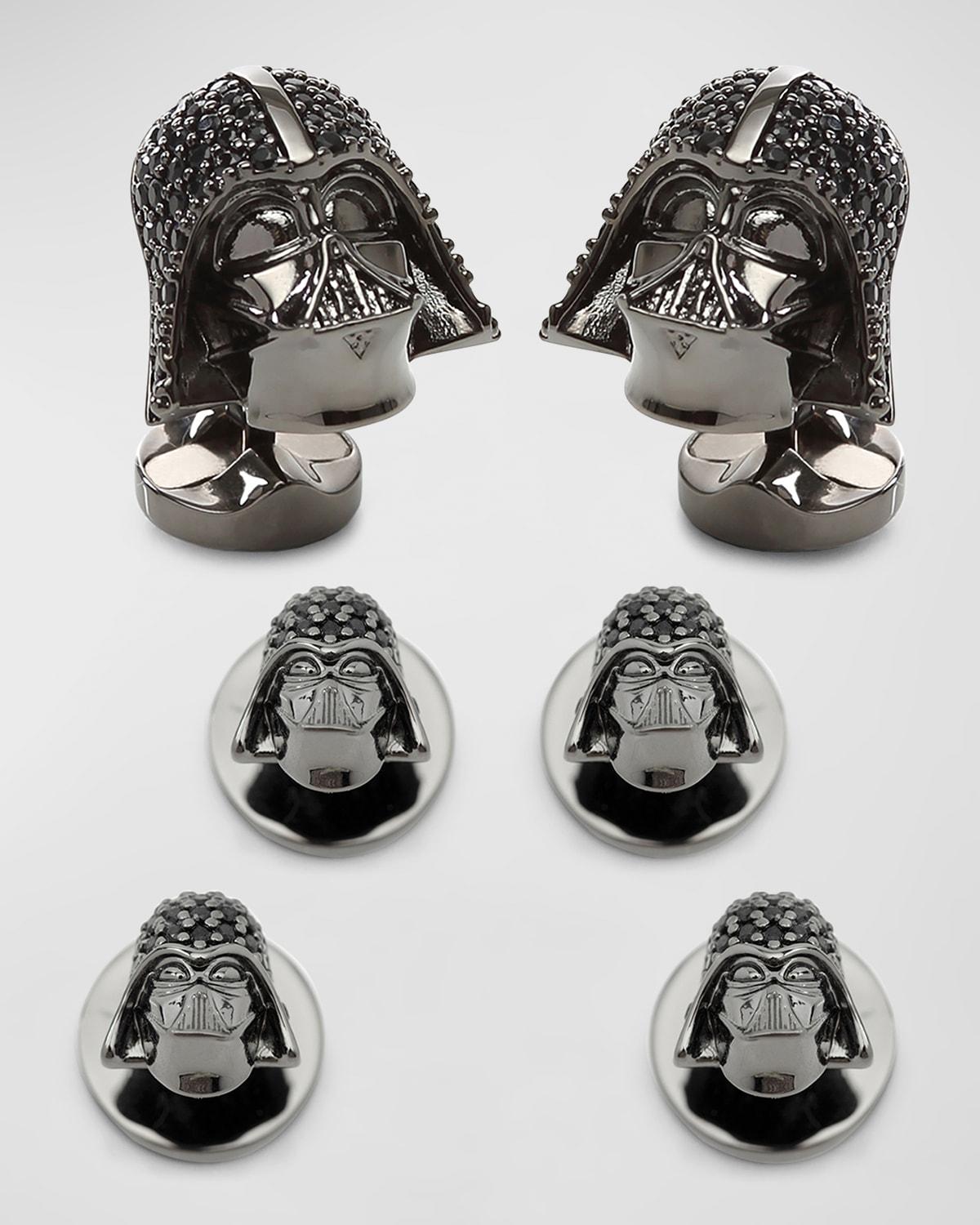 Mens Darth Vader Crystal Helmet Cufflink Stud Set Product Image