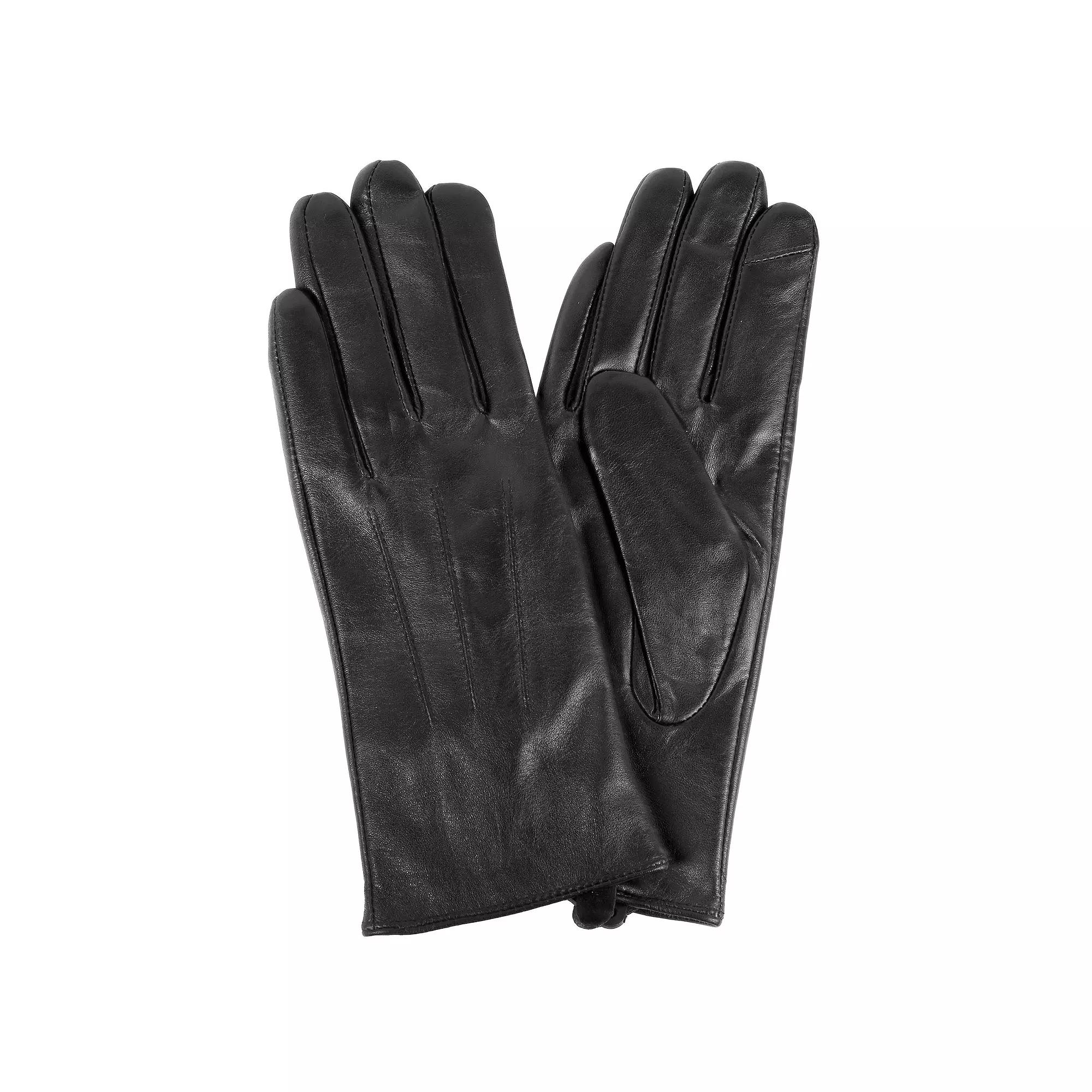 Women's Karla Hanson Leather Touchscreen Gloves, Size: XS, Black Product Image