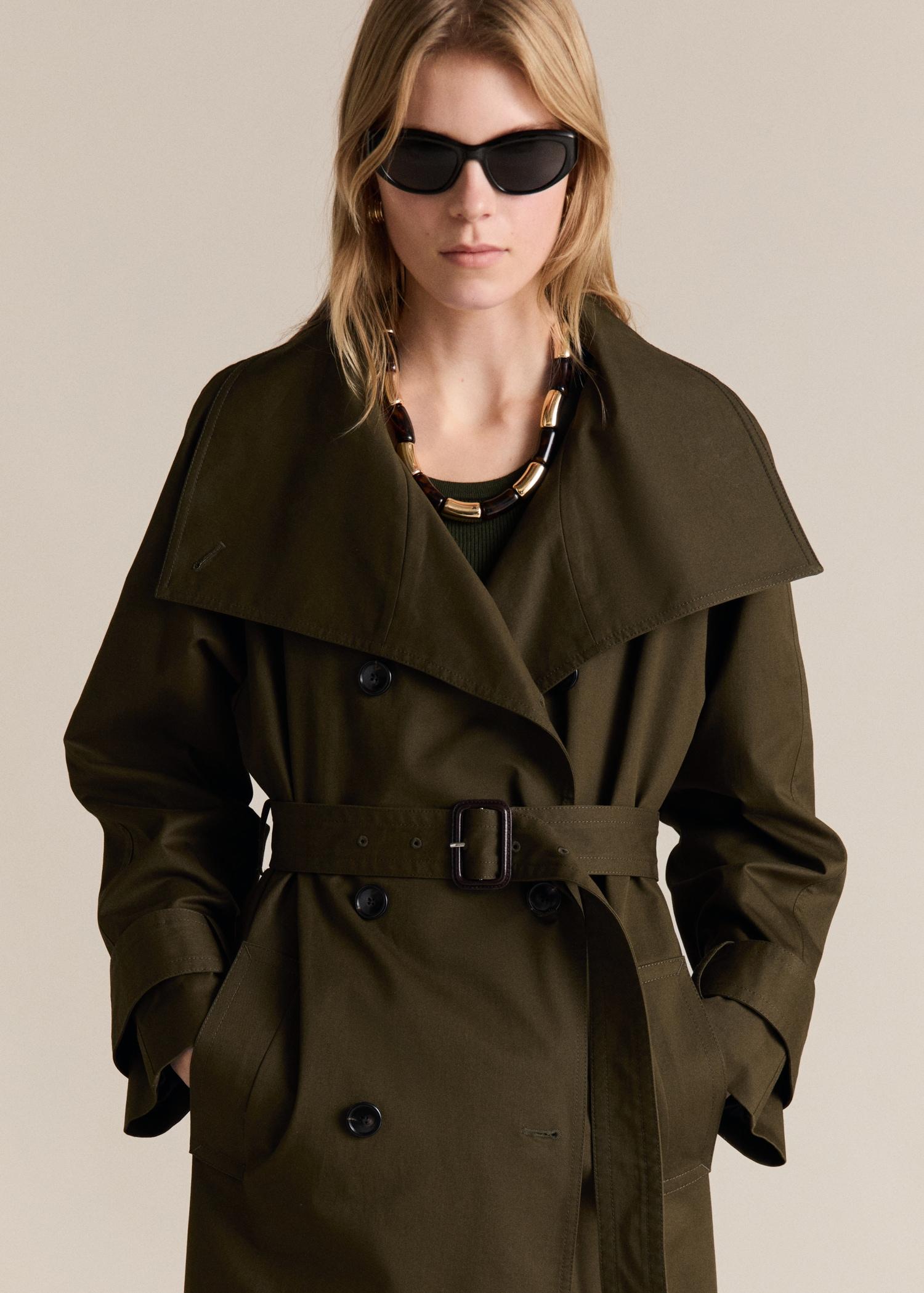 Long double-breasted trench coat - Women | MANGO USA Product Image