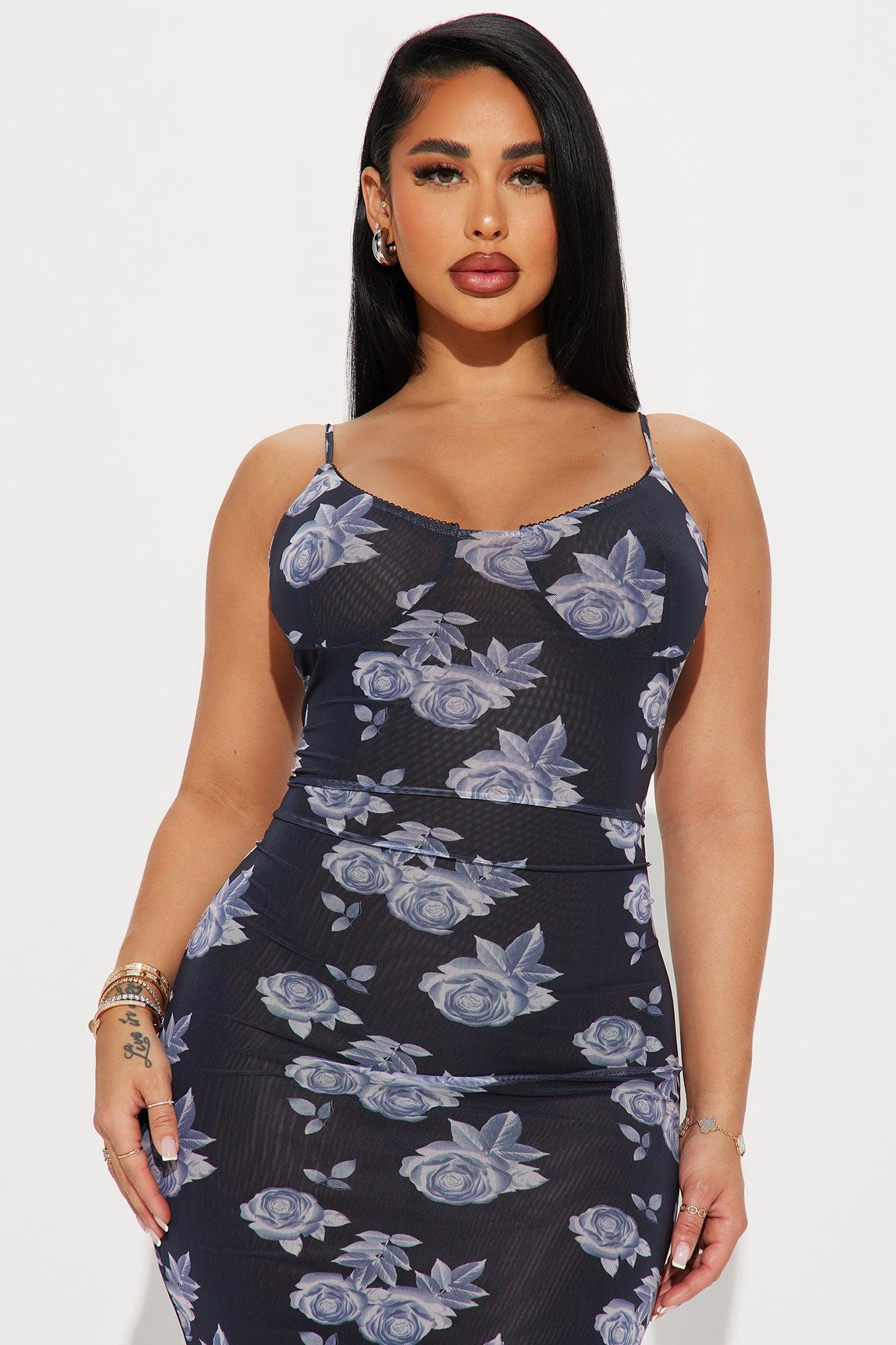 Bella Mesh Maxi Dress - Navy/combo Product Image