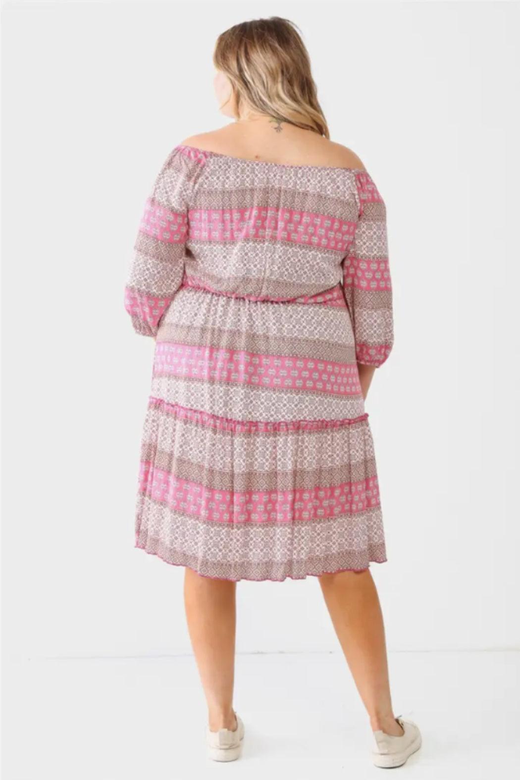 Plus Combo Printed Ruffle Flare Hem Mini Dress Product Image