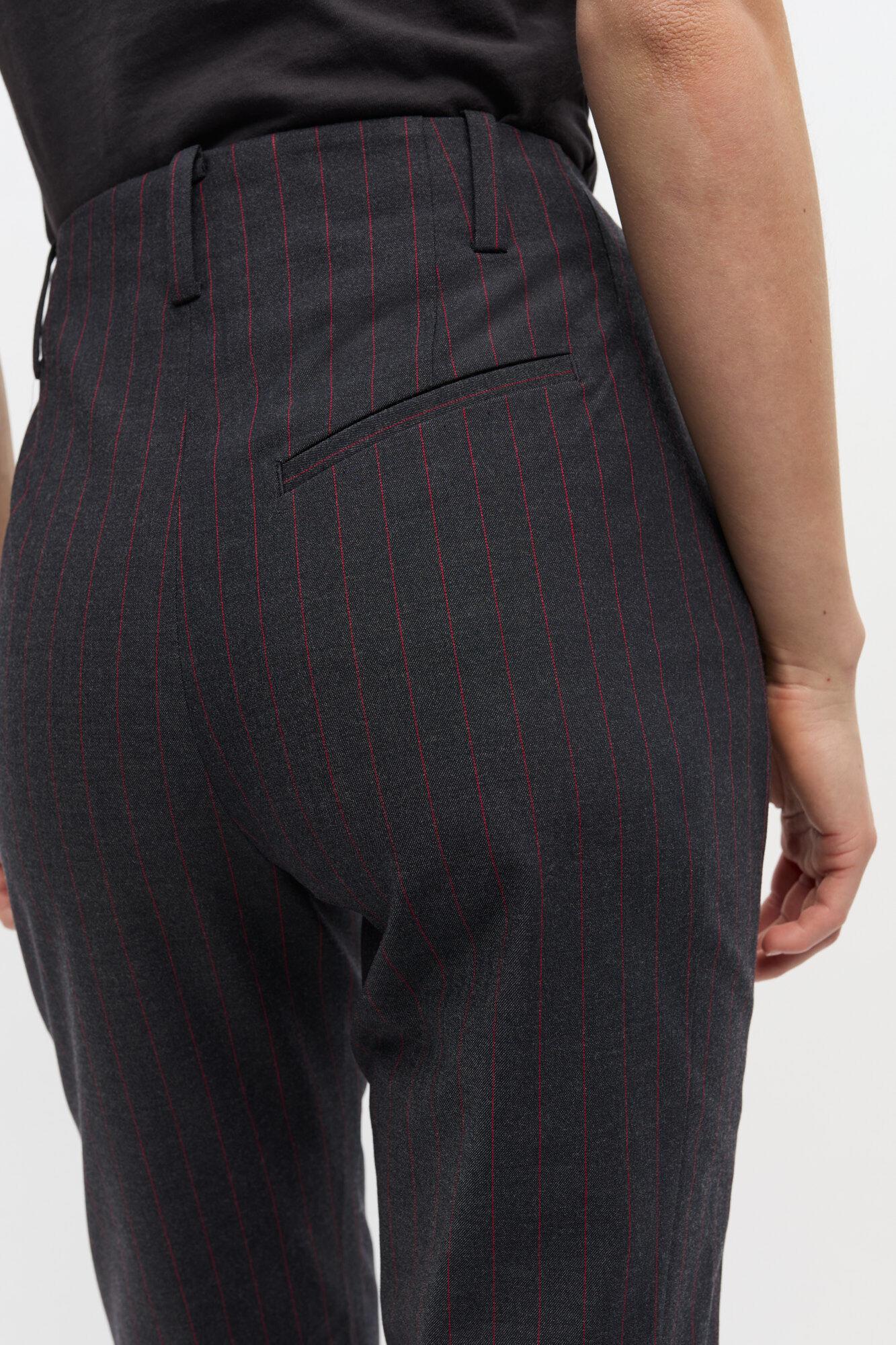 Black Pinstripe Capri Pants Product Image