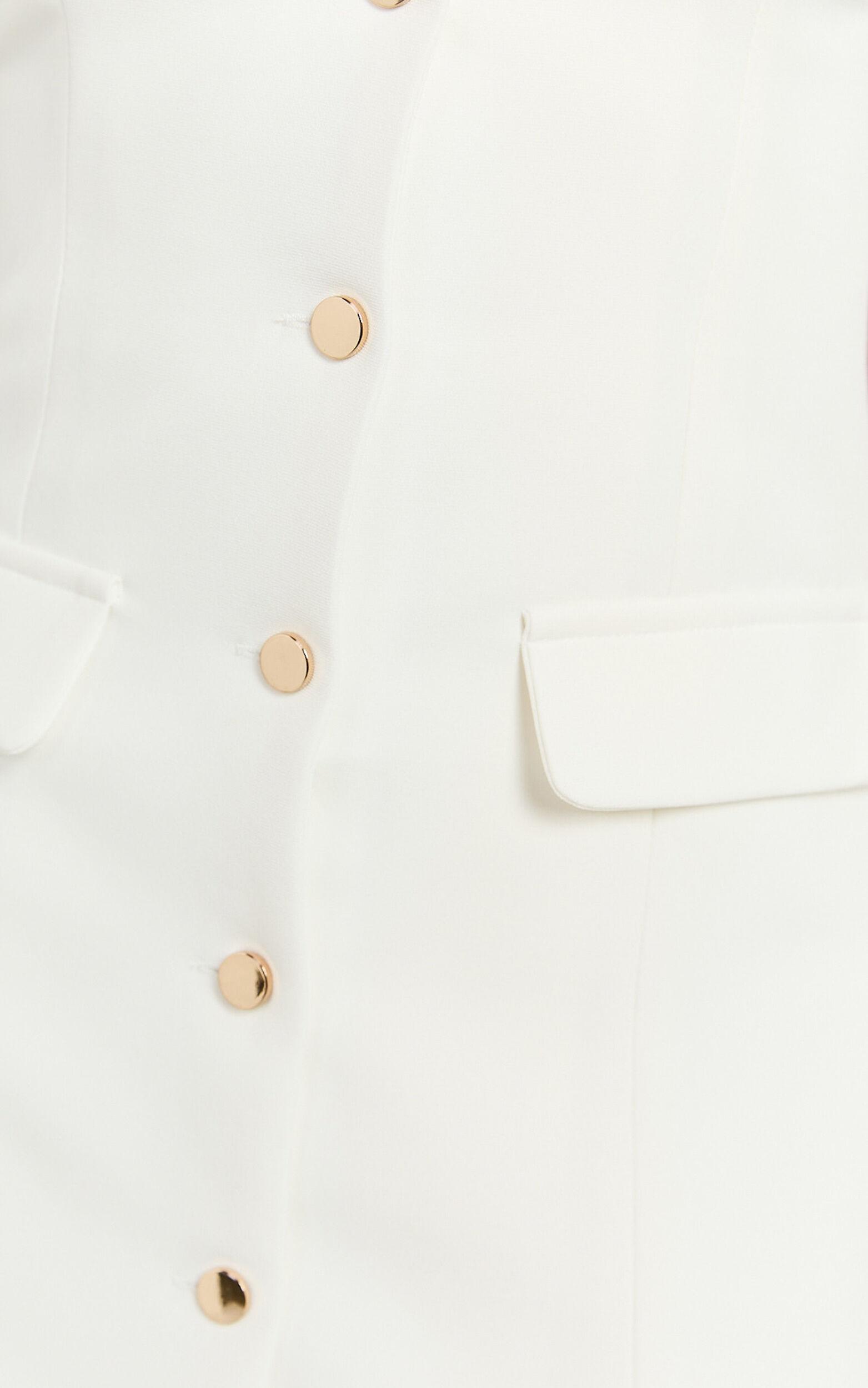 Kenna Mini Dress - Square Neck Button Down Mini Dress in Ivory Product Image