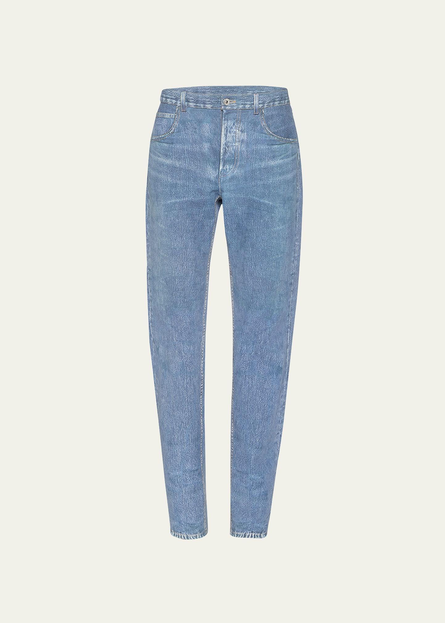 Womens Denim-Coated Leather Pants Product Image
