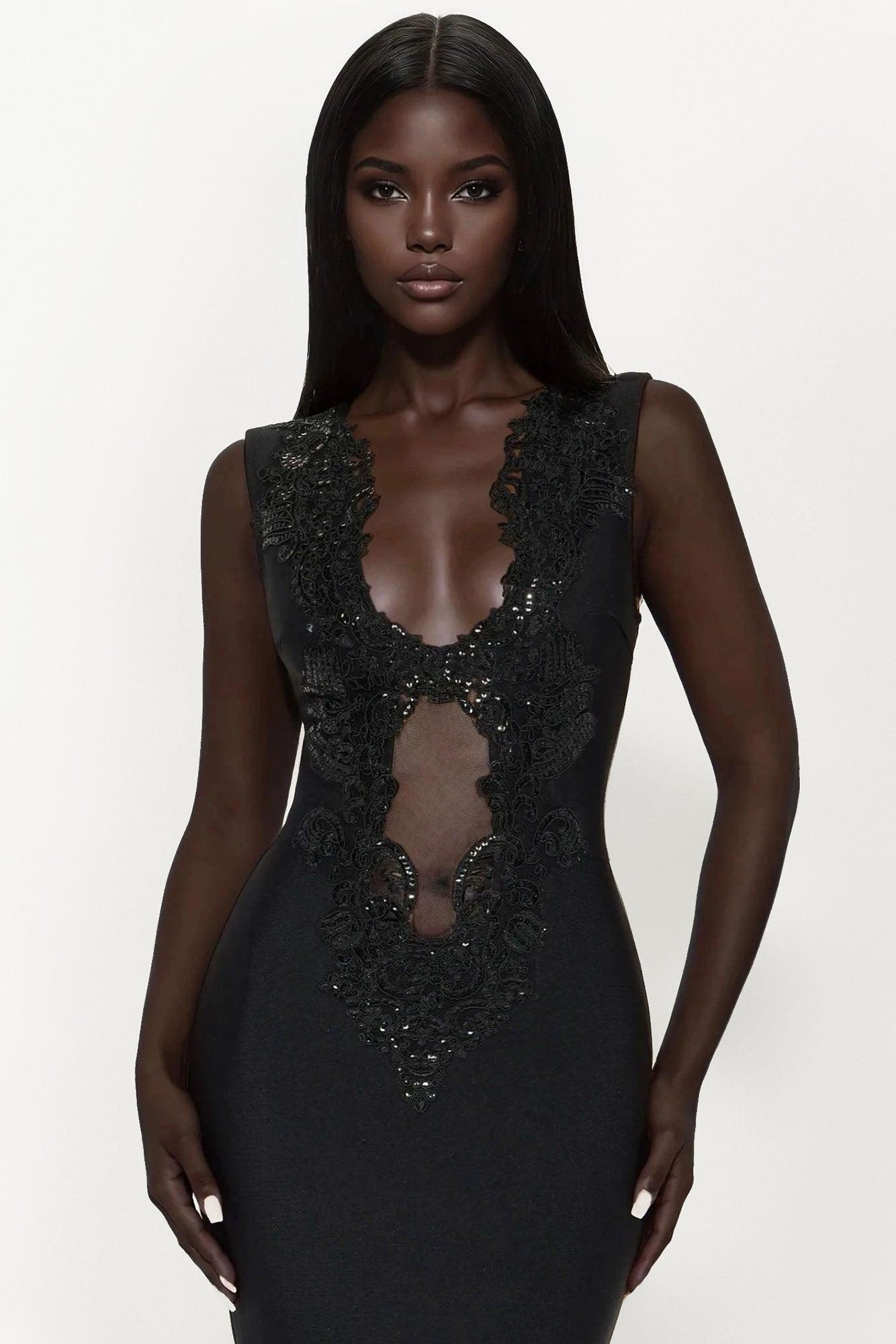 Roxanne Bandage Gown - Black Female Product Image