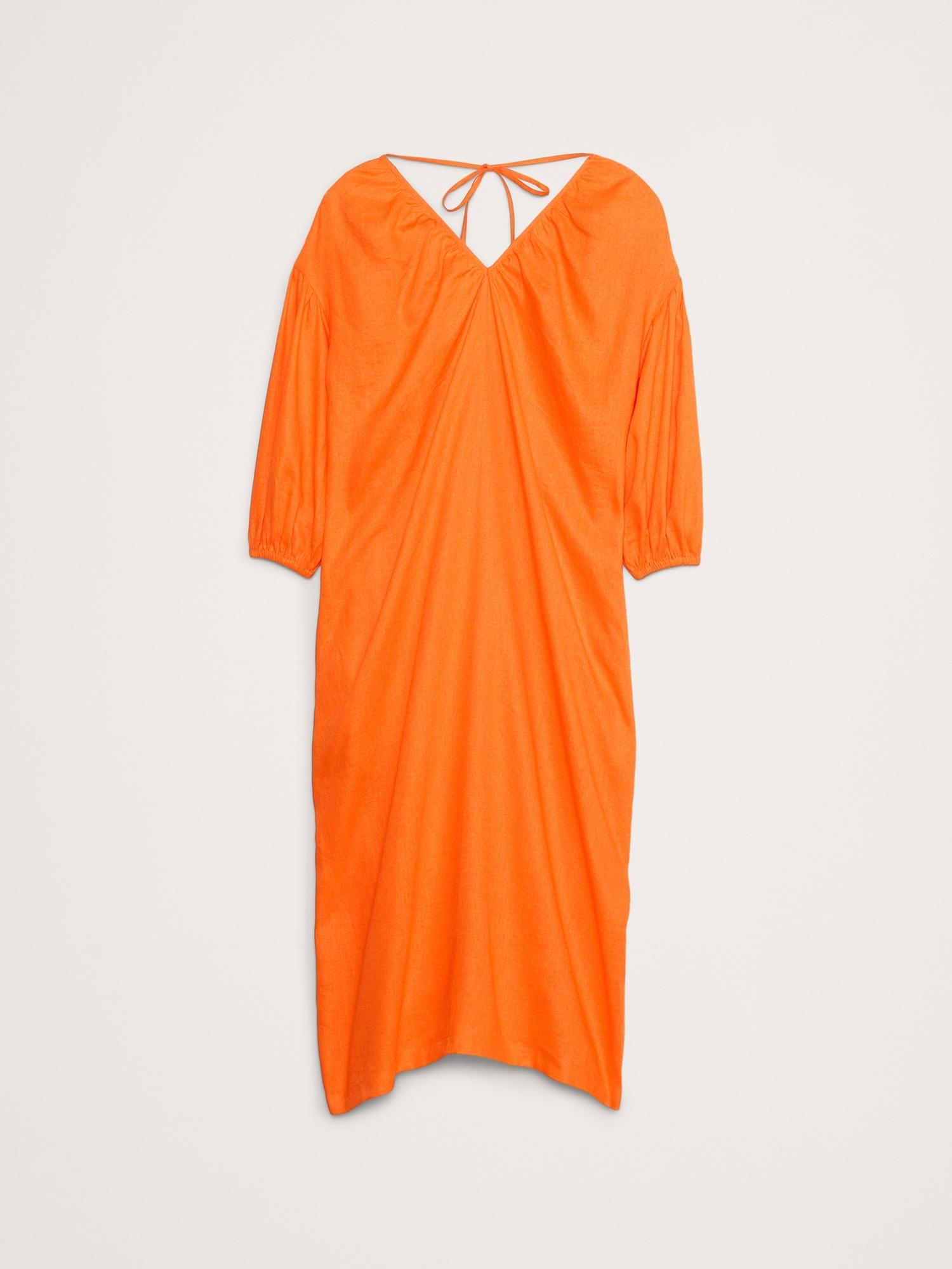 Linen V-Neck Maxi Dress Product Image