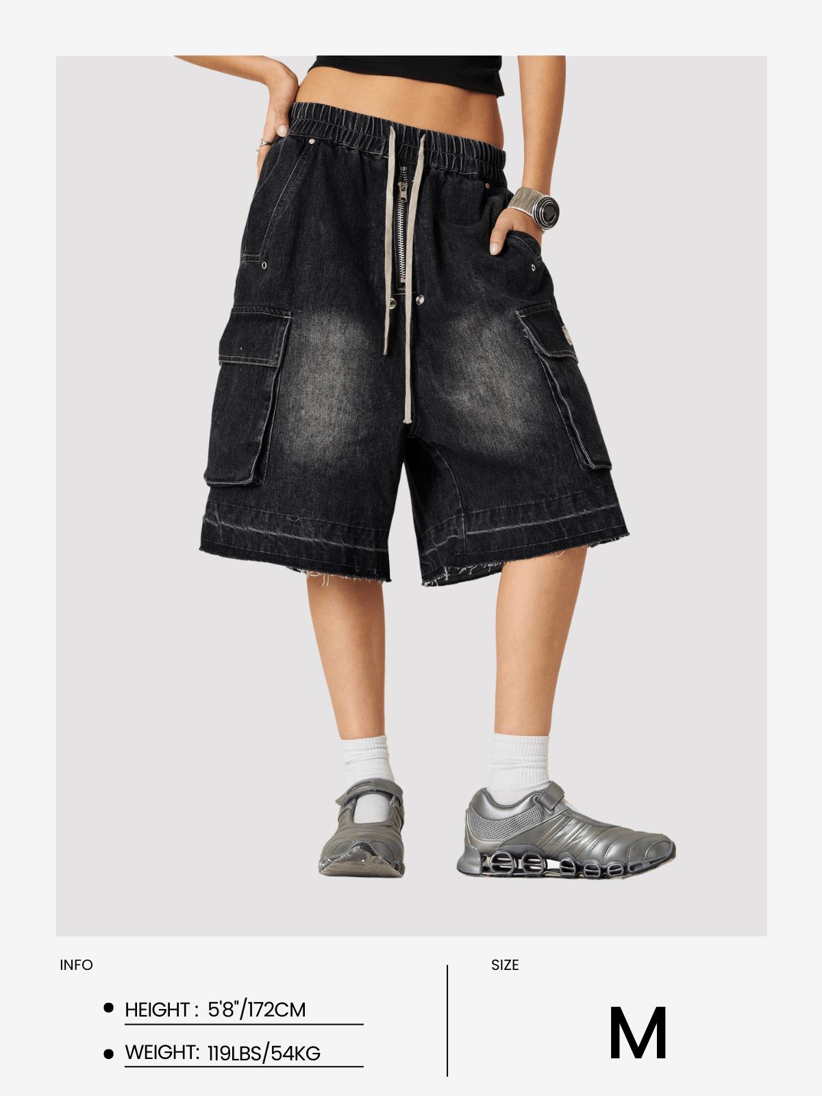 Aelfric Eden Drawstring Decorative Zipper Jorts Product Image