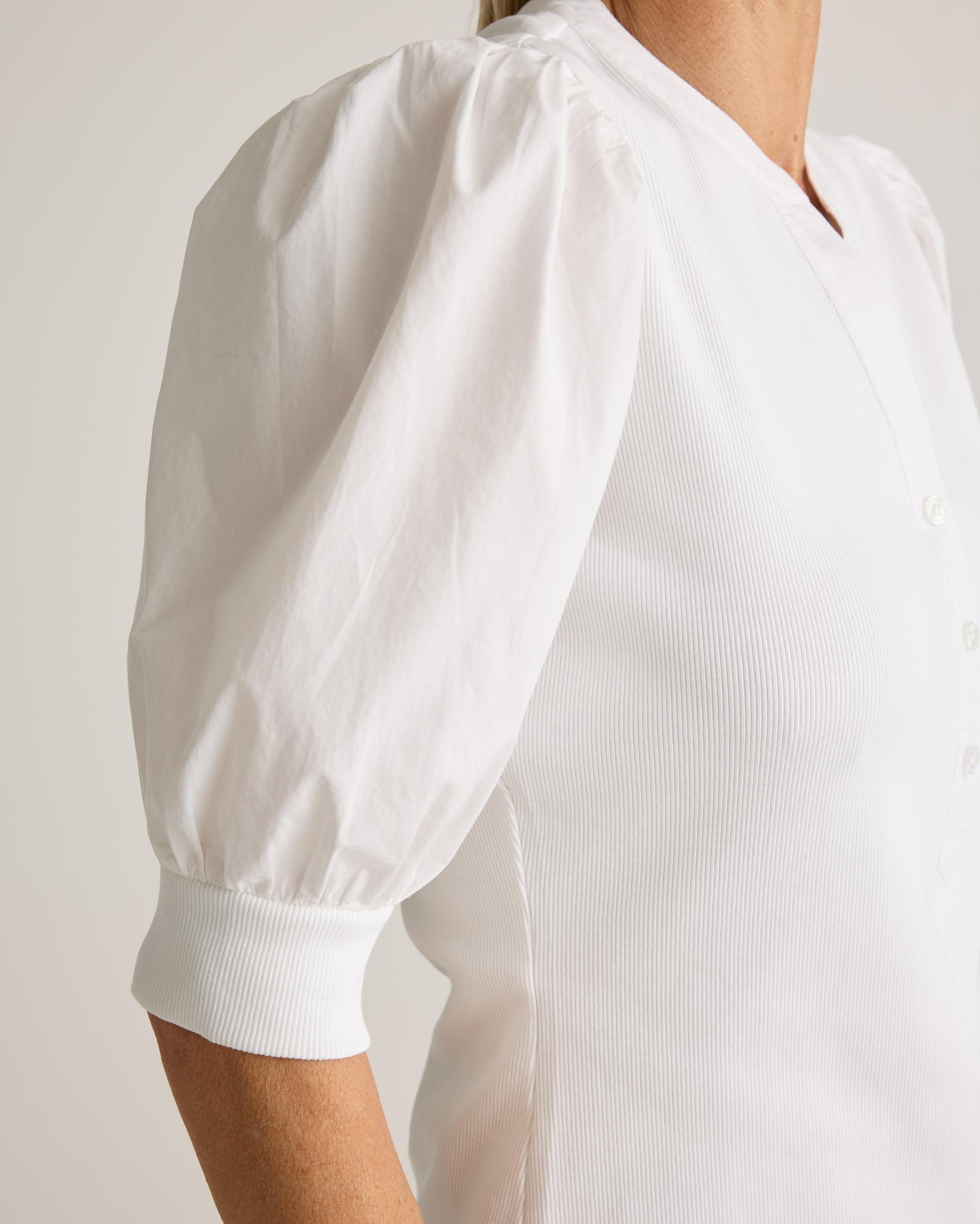 Quince | Women's Cotton Mixed Media Puff Sleeve Top Tencel Product Image