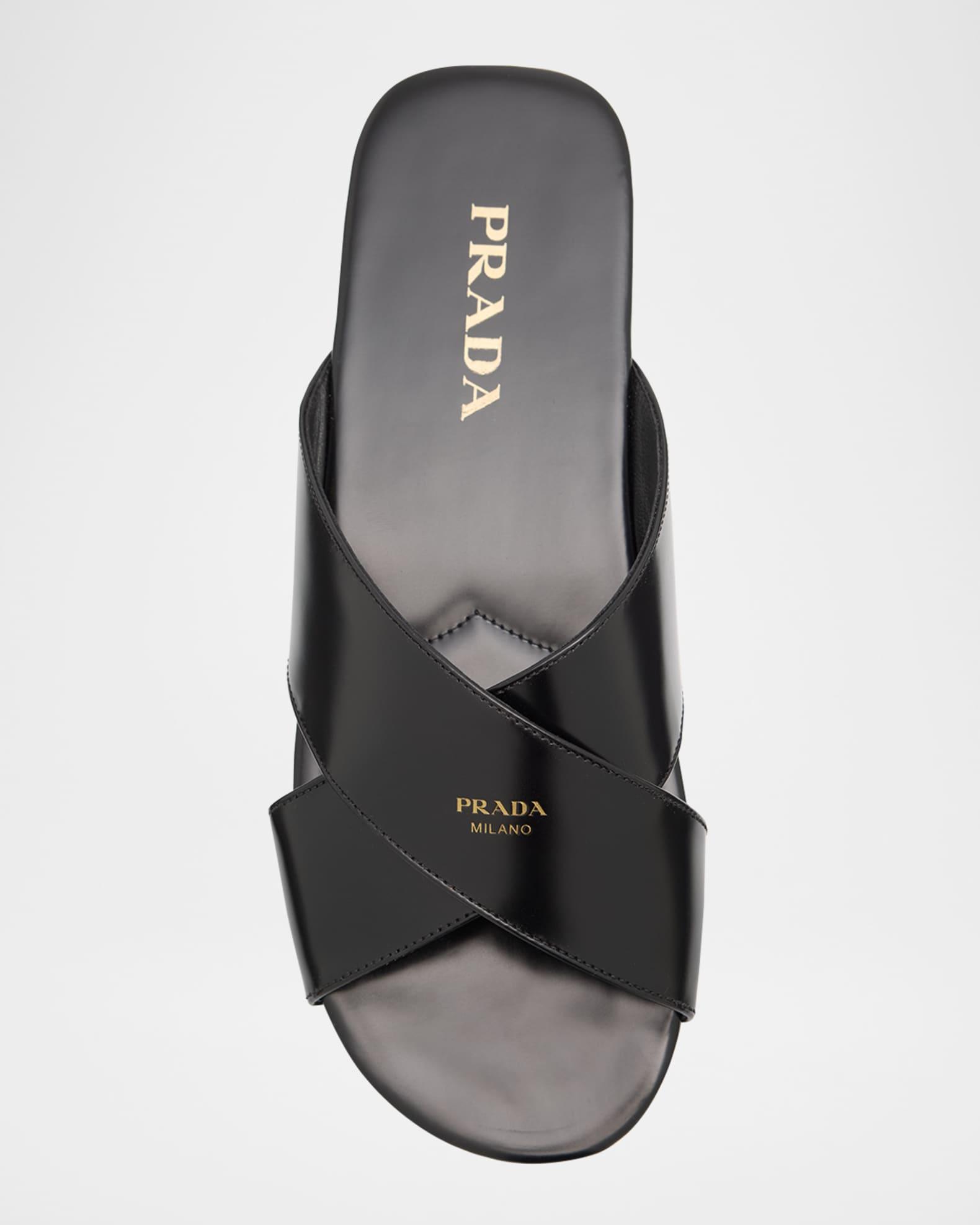 Leather Crisscross Slide Sandals Product Image