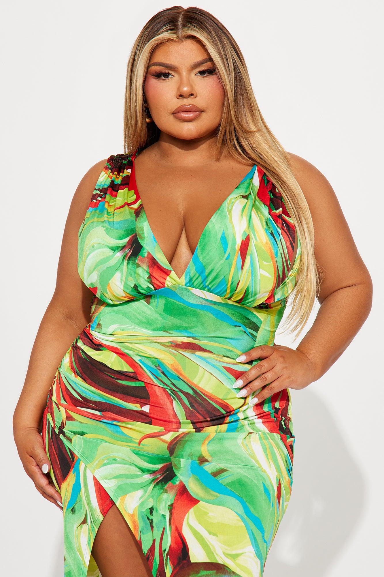 Tropical Vacation Maxi Dress - Green/combo Product Image