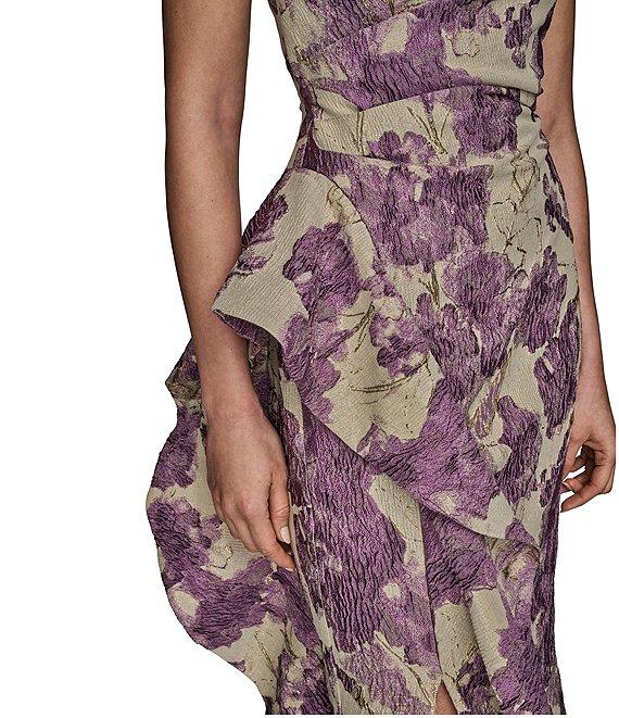 Donna Karan Floral Brocade Strapless Dress Product Image