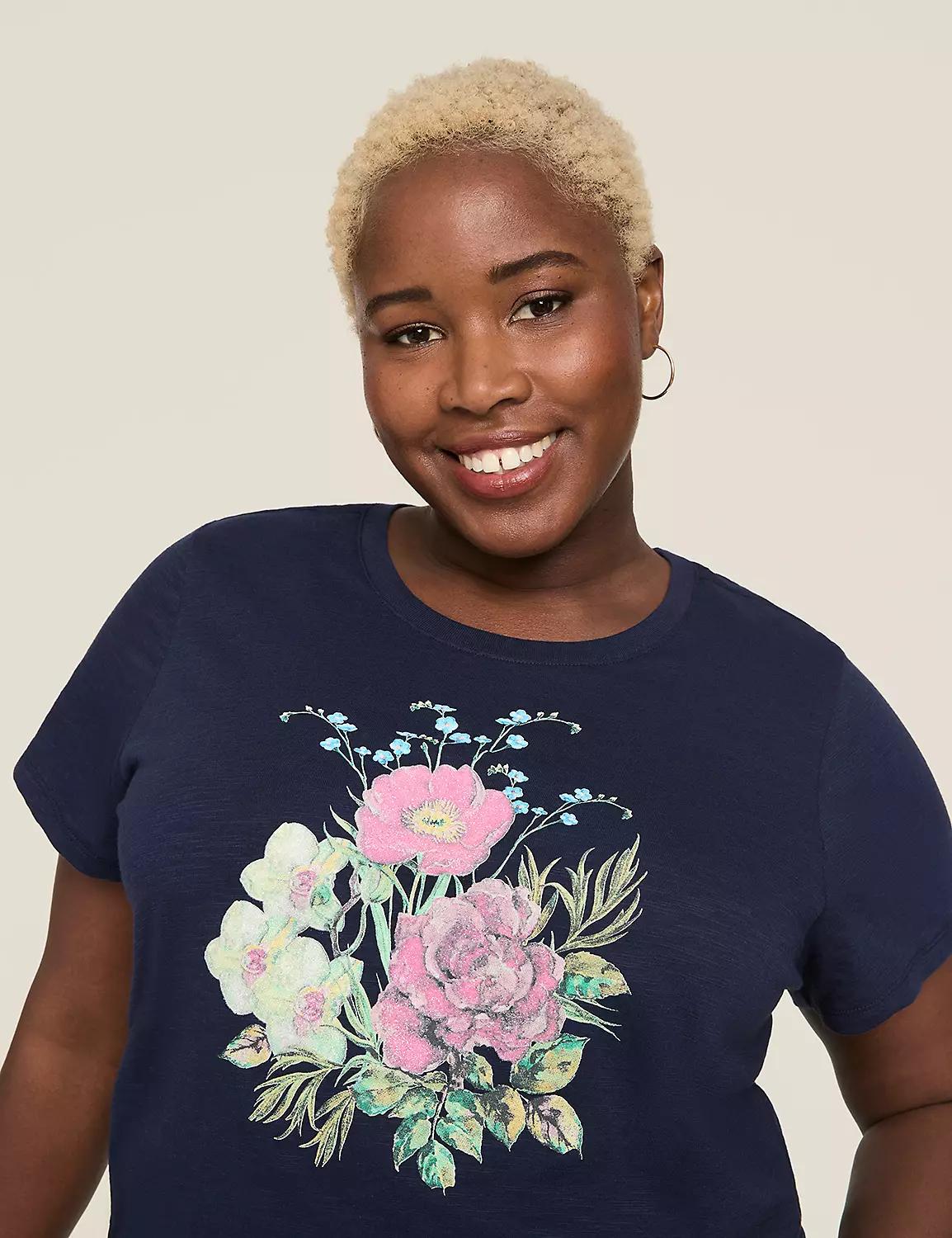 Glitter Flower Bouquet Graphic Tee Product Image