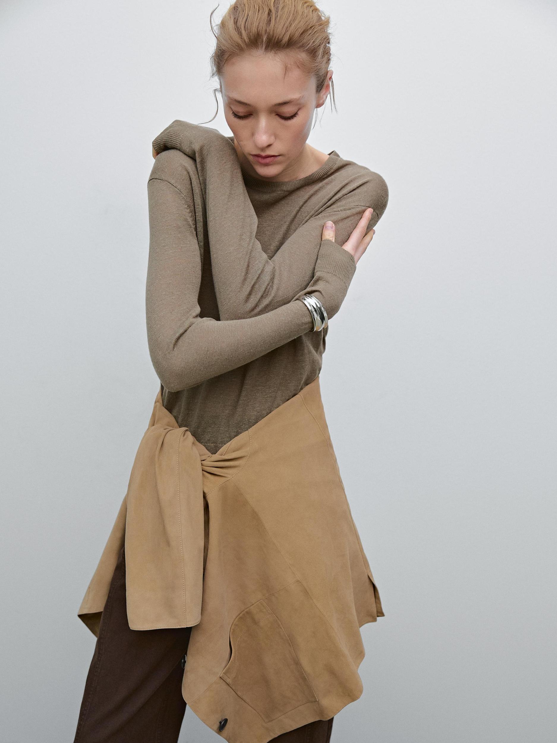 100% linen fine knit sweater Product Image