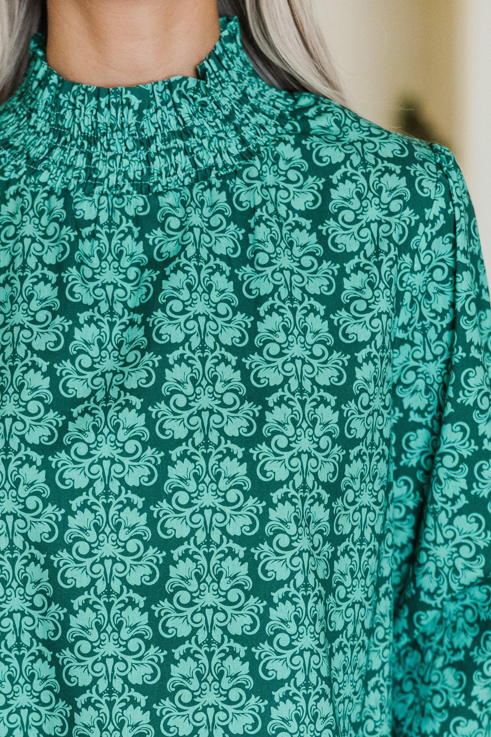 All I Need Emerald Damask Print Blouse Female Product Image