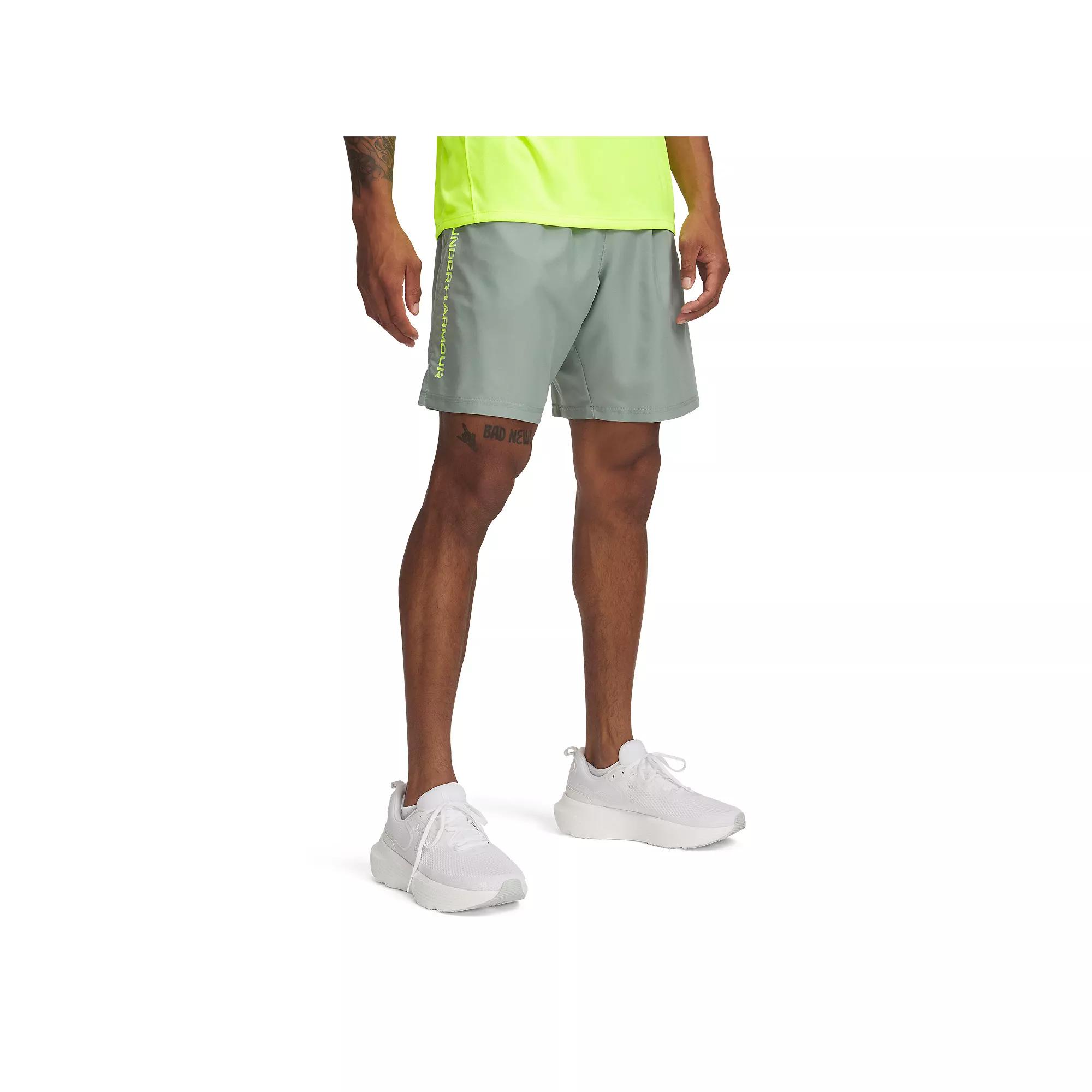 Men's Under Armour 8.25-in. Woven Wordmark Shorts, Size: XL, Silica Green Product Image