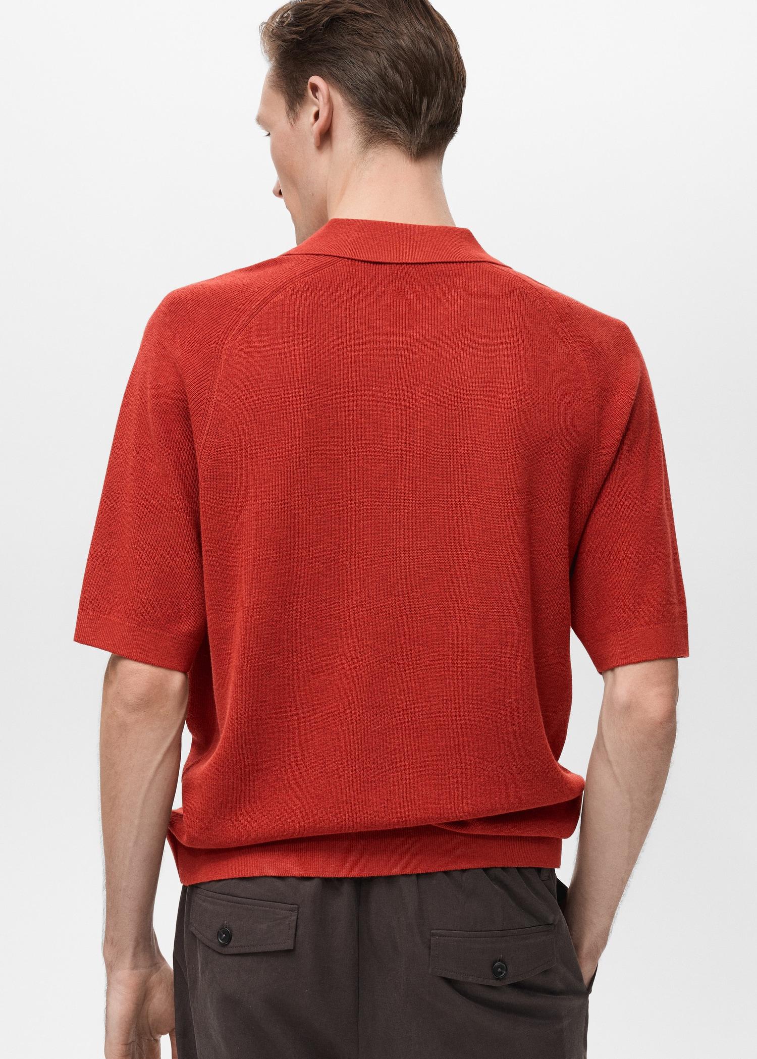 Structured knitted polo shirt - Men | MANGO USA Product Image