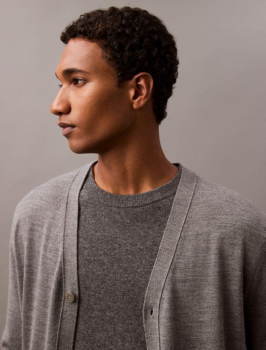 Extra Fine Merino Wool Blend Cardigan Sweater Product Image