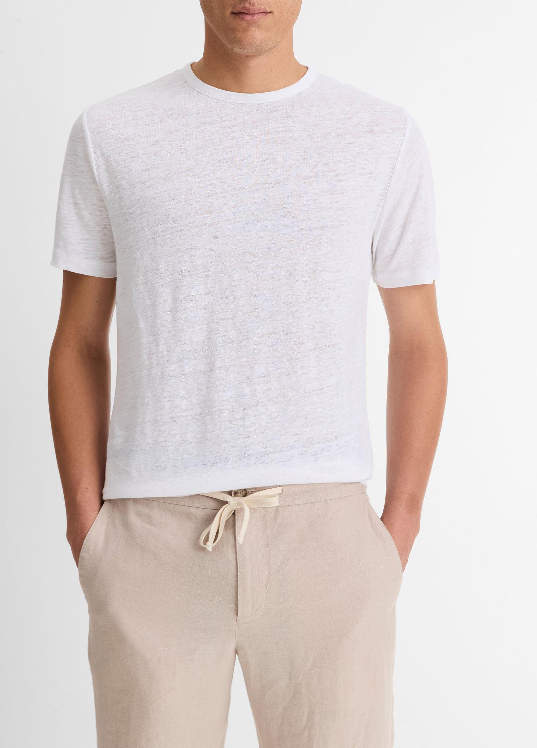Linen Crew Neck T-Shirt Product Image