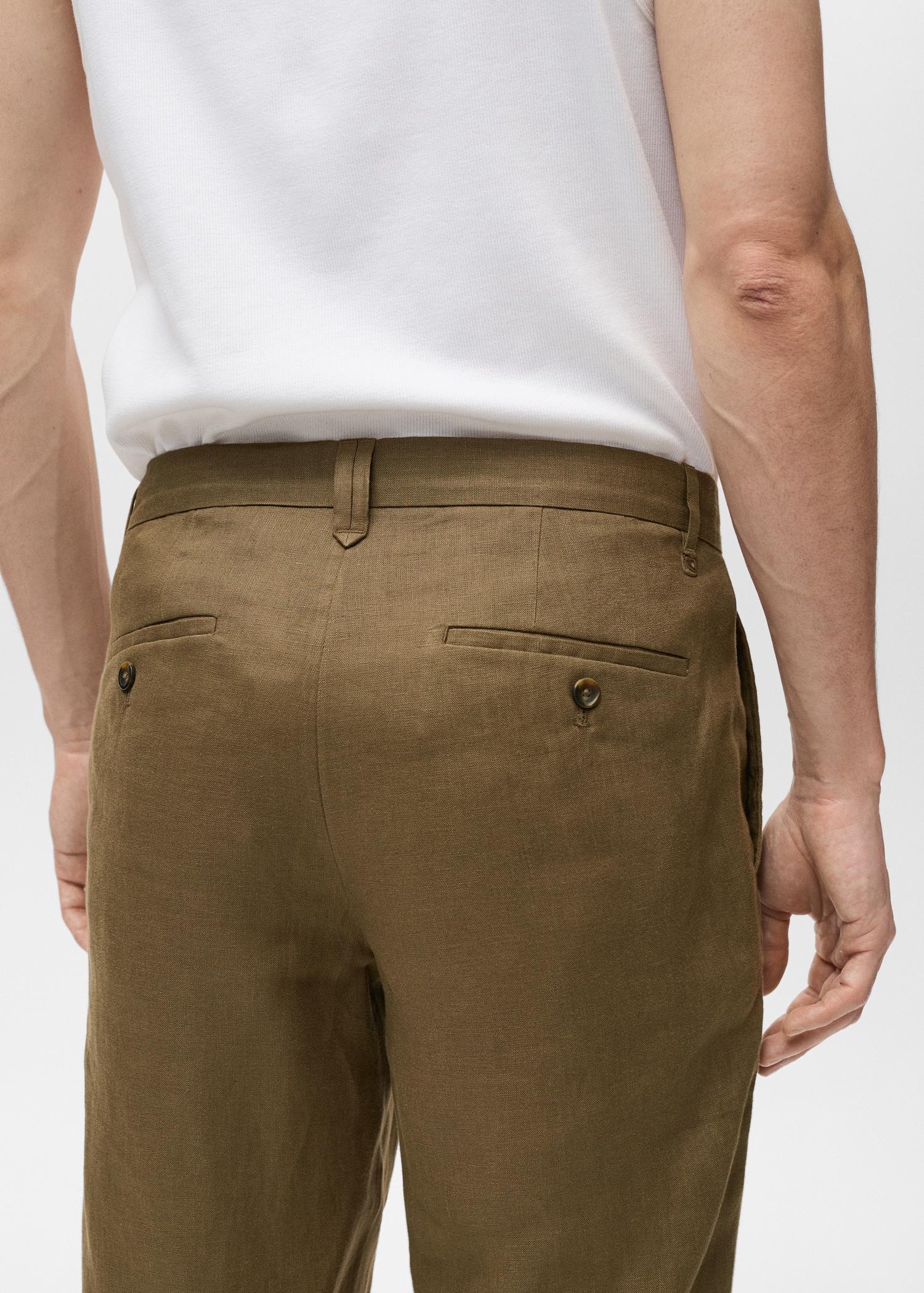 Slim-fit 100% linen pants - Men | MANGO USA Product Image