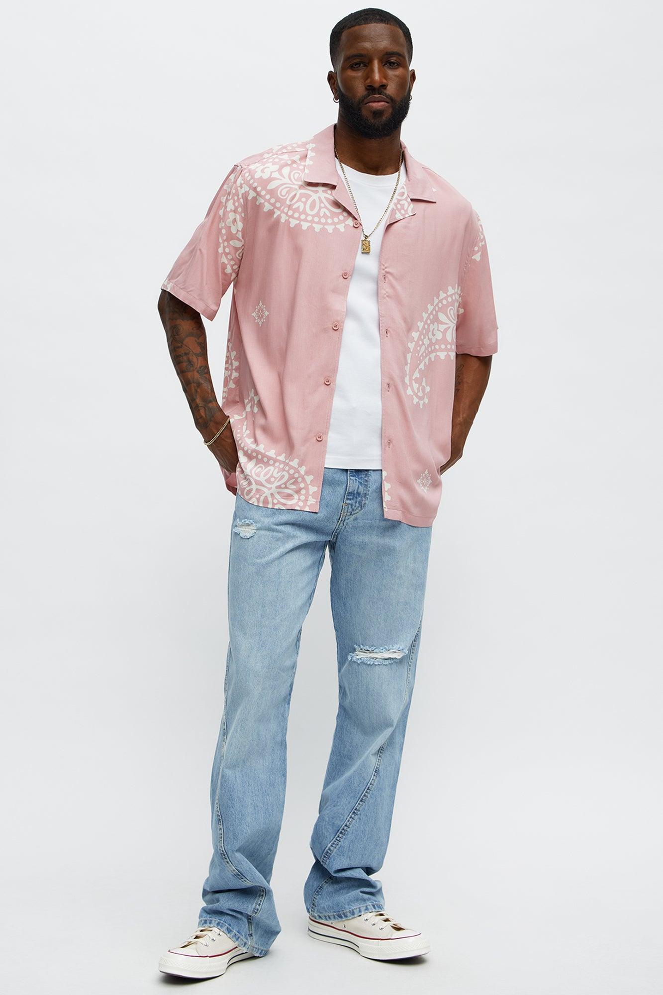 Stacked Slim Flare On Levels Distressed Jeans - Light Blue Wash Male Product Image