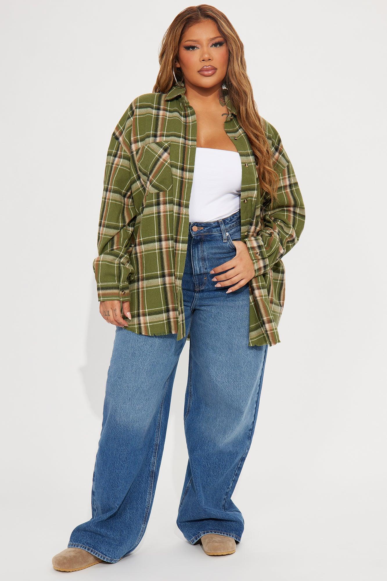 Seasons Change Plaid Shirt - Olive/combo Female Product Image