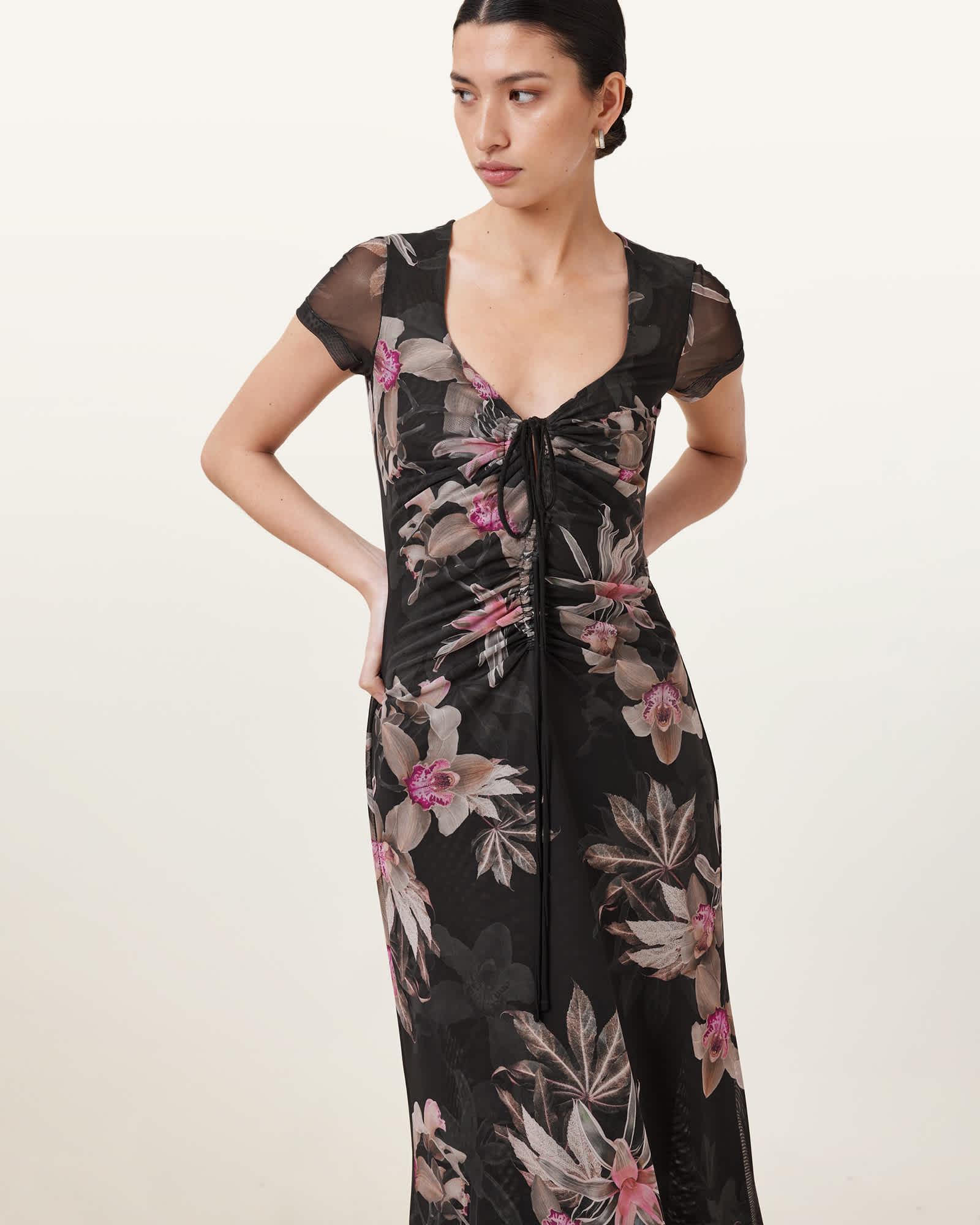 Gabby Floral Print Mesh Maxi Dress Product Image