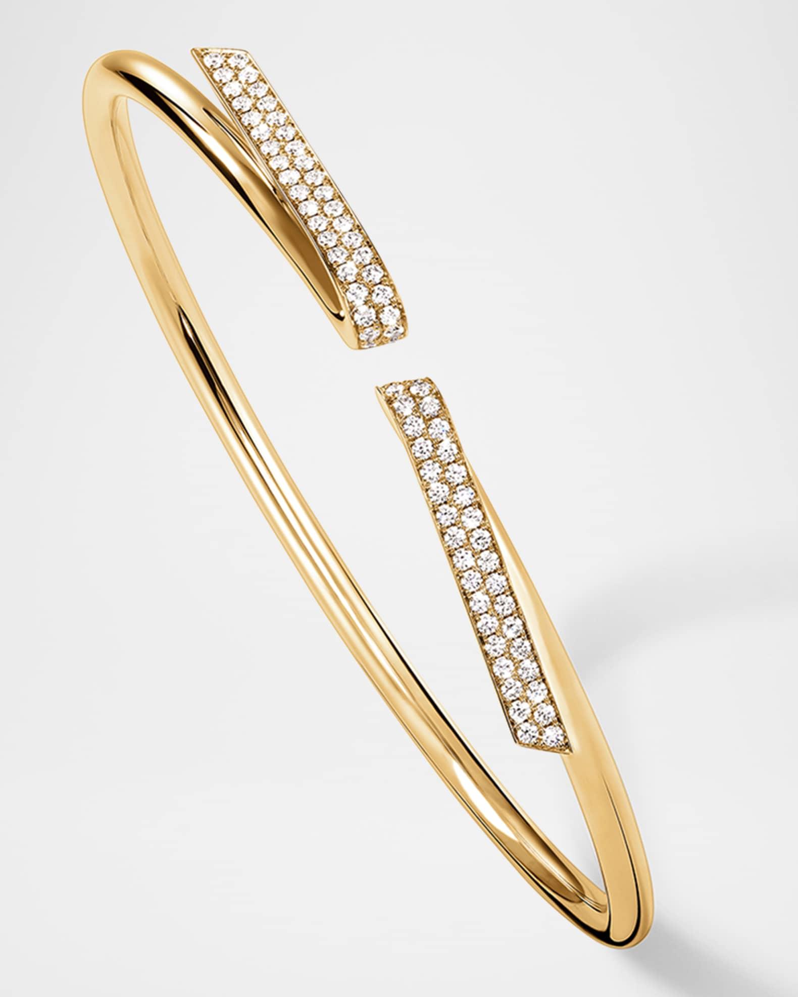 18K Yellow Gold Inside Out Diamond Flexi Bangle Bracelet Product Image