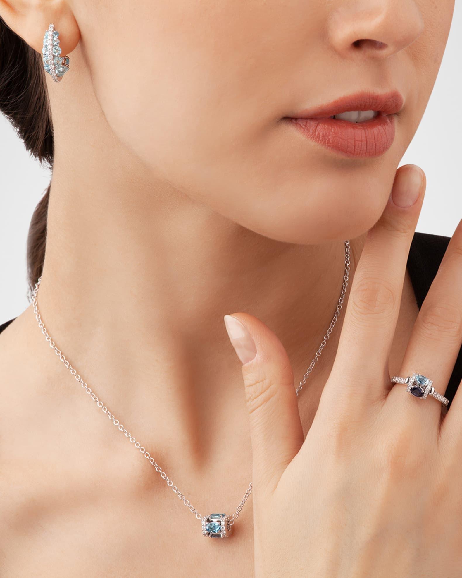 Procida 18K White Gold Pendant Necklace with Diamonds and Aquamarine Product Image