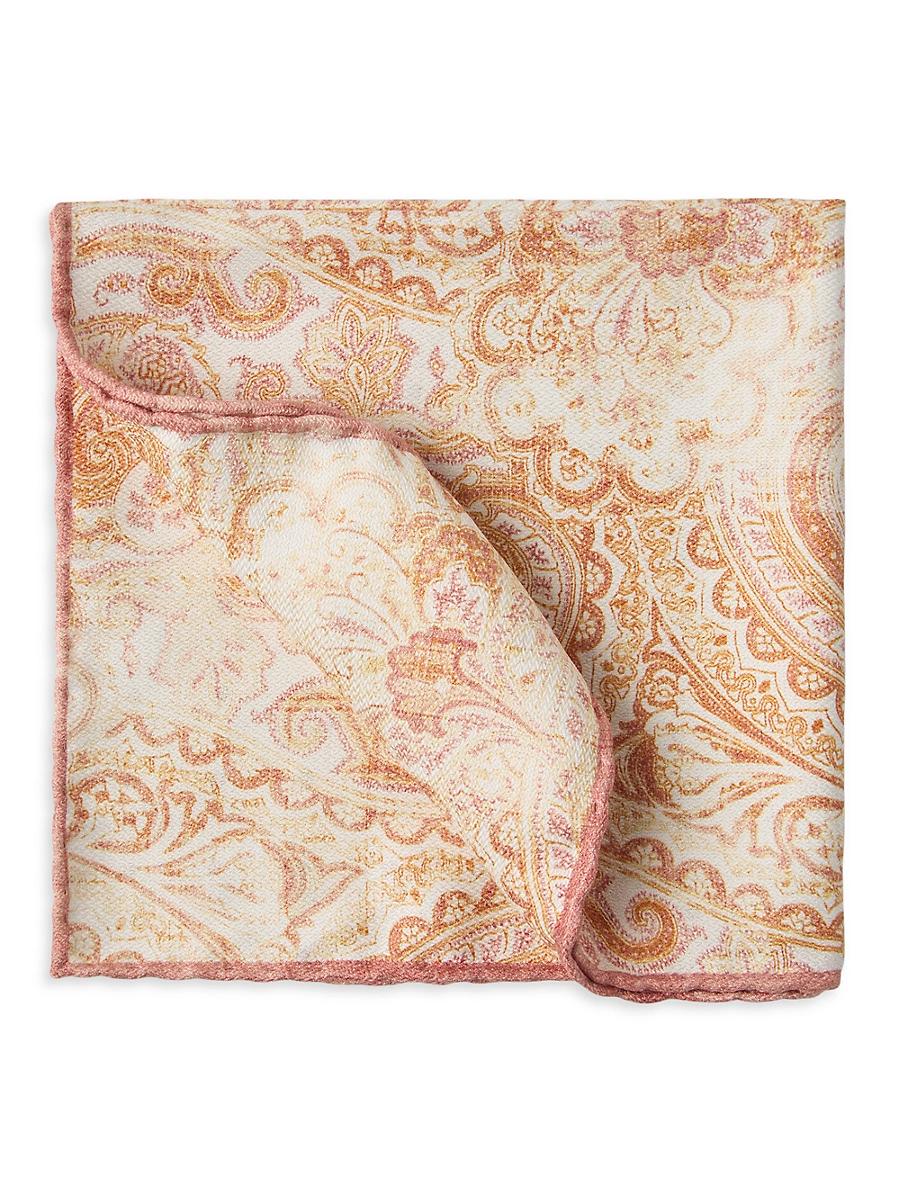 Mens Double Face Silk Pocket Square with Paisley Design Product Image