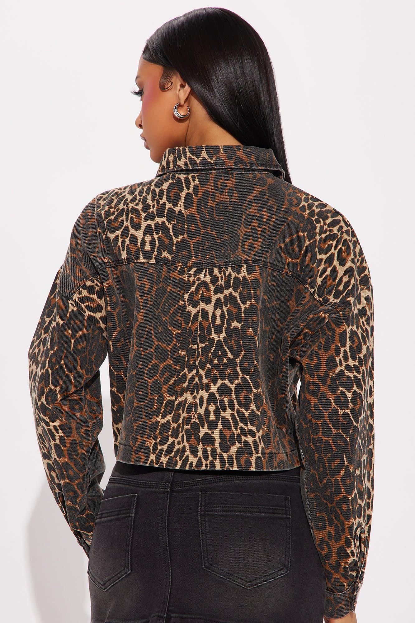 Alana Cheetah Denim Jacket - Brown/combo Female Product Image