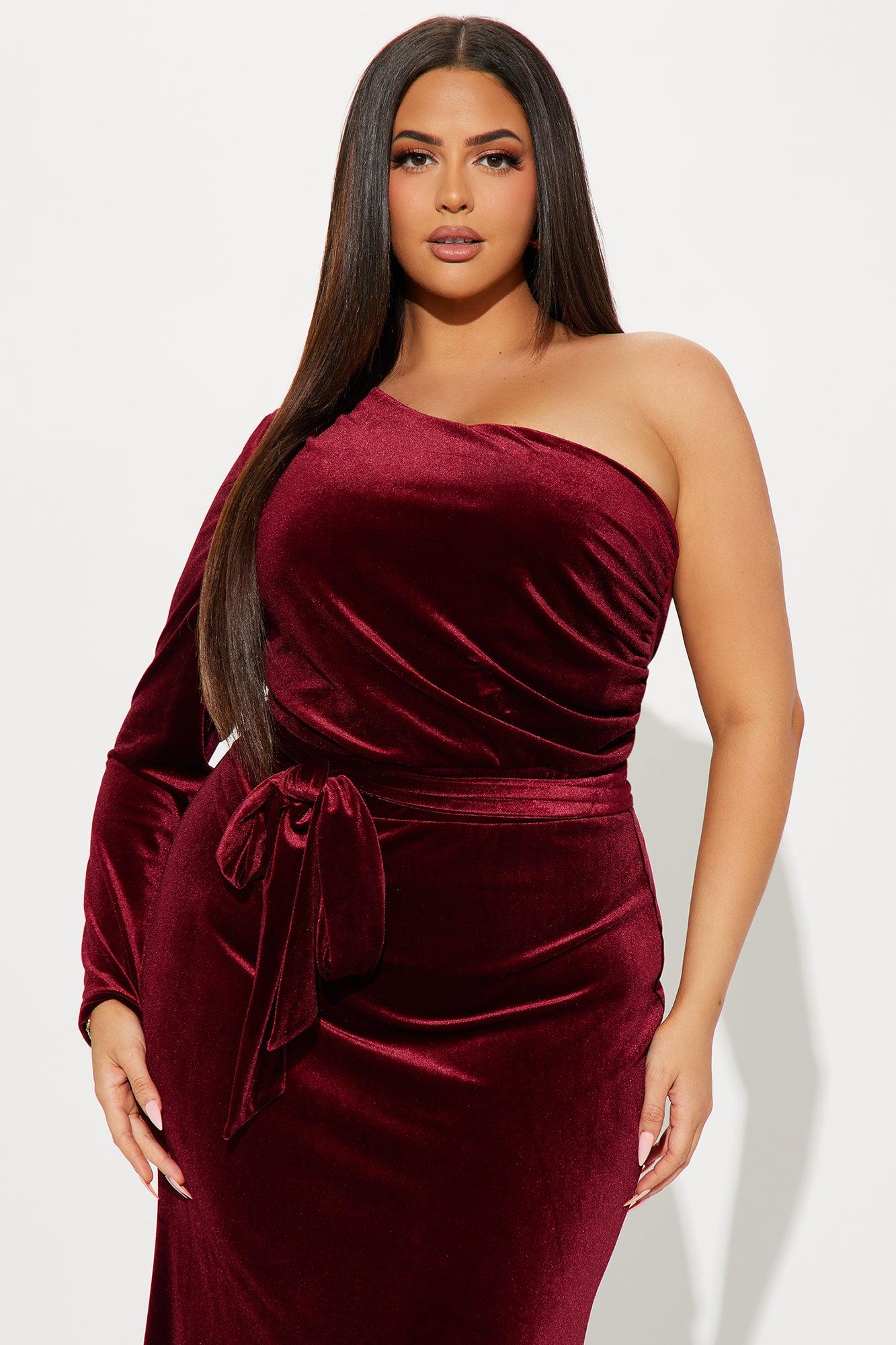Take A Bow Velvet Gown - Wine Product Image