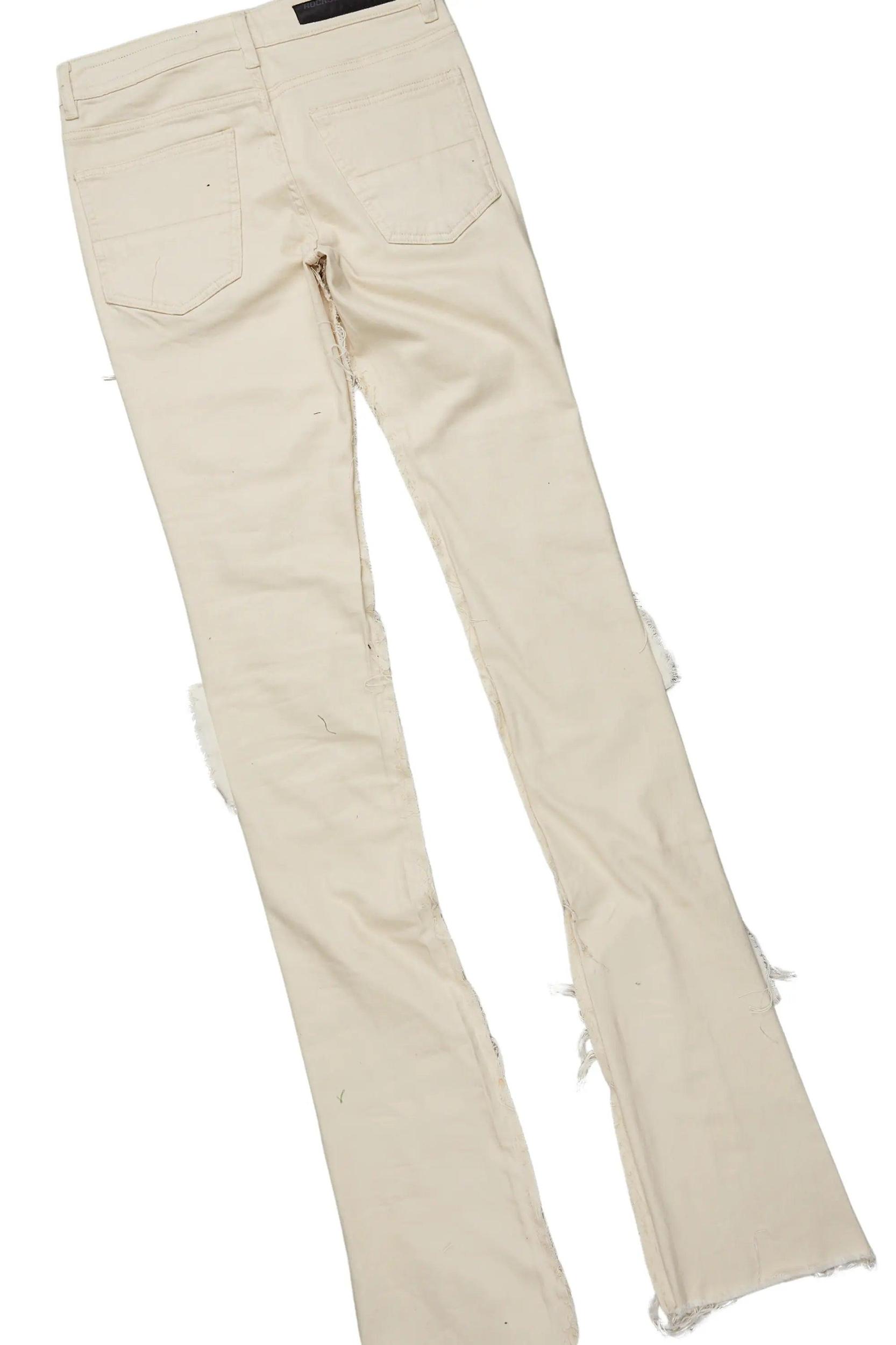 Jadon White/Beige T-Shirt/Super Stacked Flare Jean Bundle Male Product Image