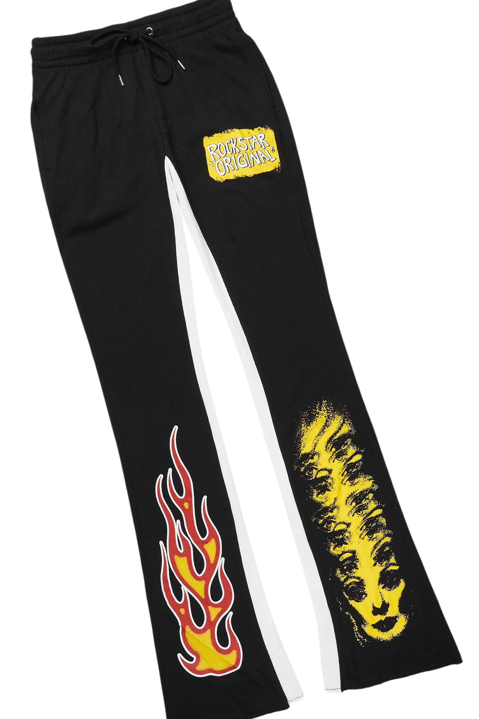 Beno Black T-Shirt/Baggy Stacked Pant Set Male Product Image