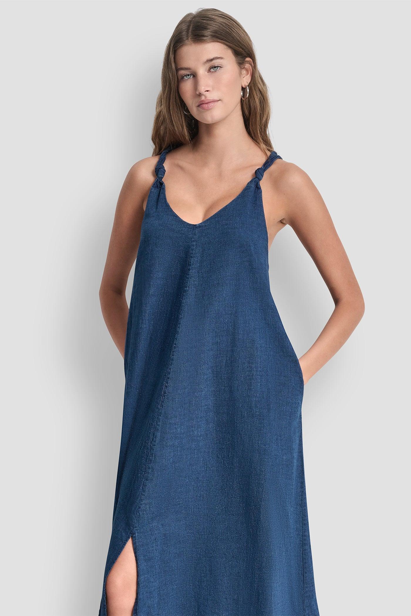 KNOTTED STRAP V-NECK MAXI DRESS Product Image