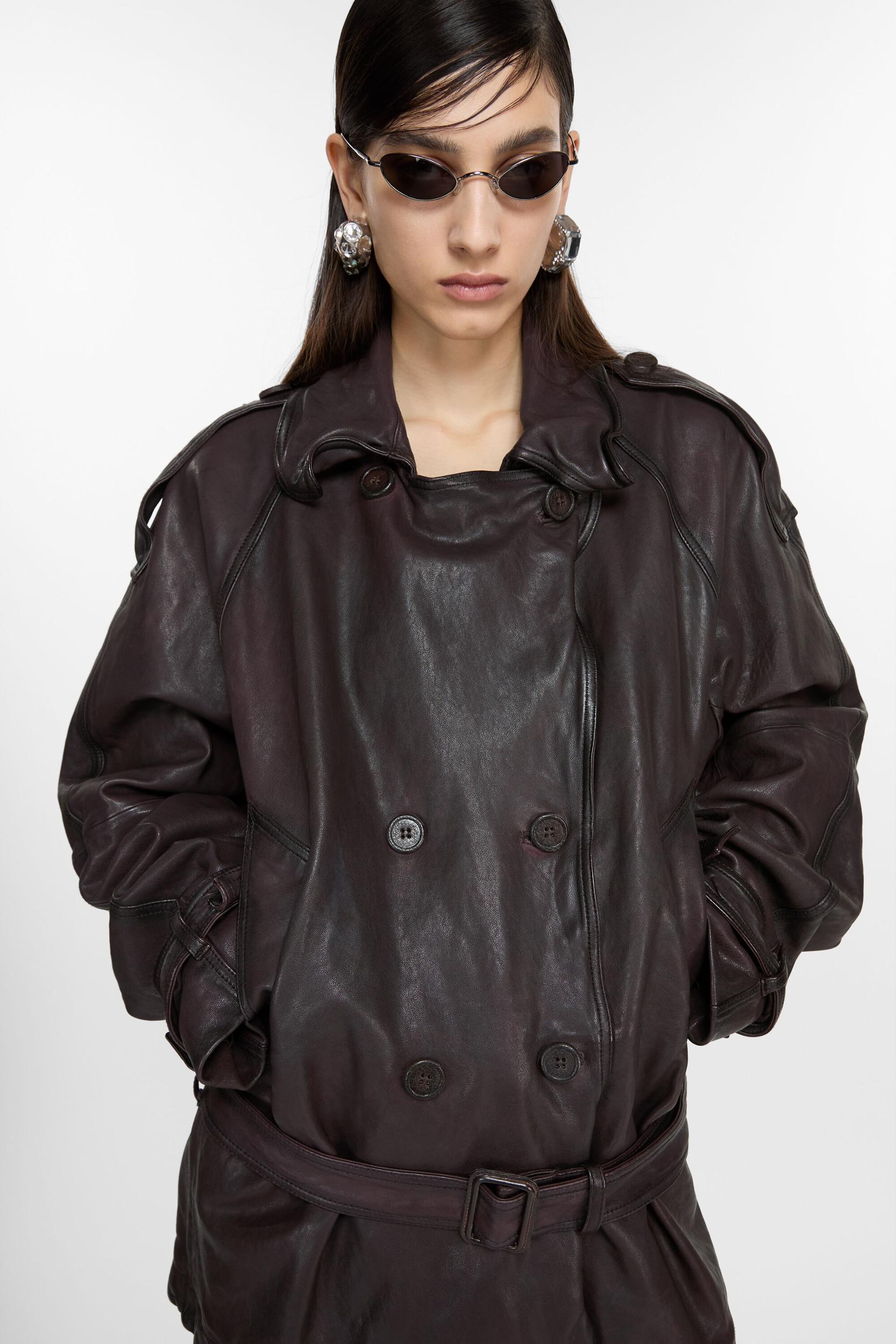 Belted leather jacket Product Image